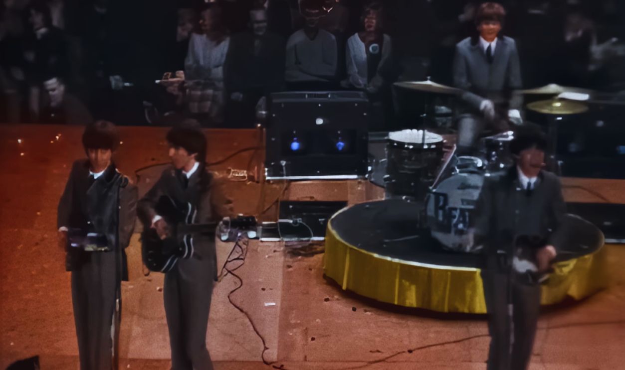 Screenshot from The Beatles – All My Loving (Live at the Washington Coliseum, Washington D.C.) (1964)