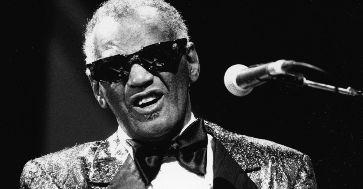 American singer, pianist and songwriter Ray Charles performs in concert, circa 1985