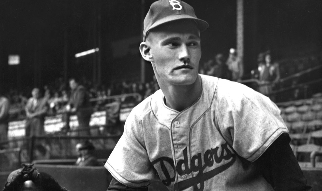 Before his acting career, Chuck Connors, then known as Kevin Connors, played for the Brooklyn Dodgers, as shown in this 1949 photo. 