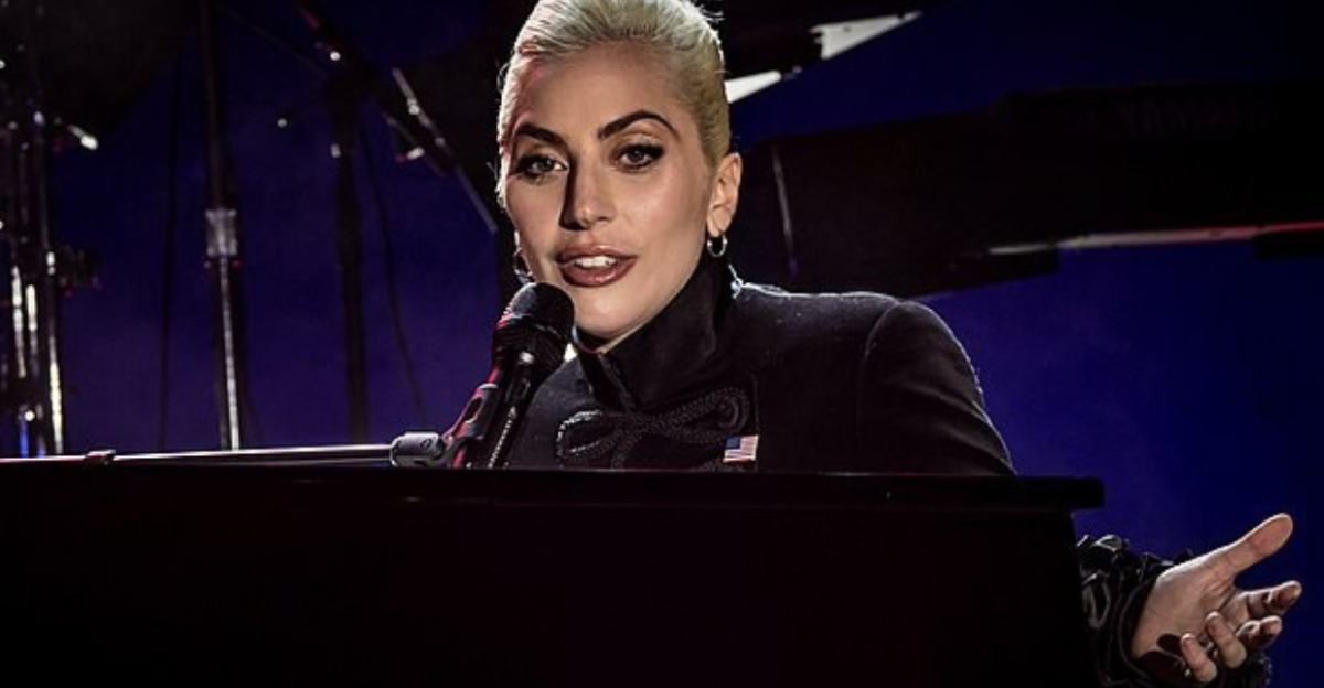 Lady Gaga performing live at the Airbnb Open Spotlight concert