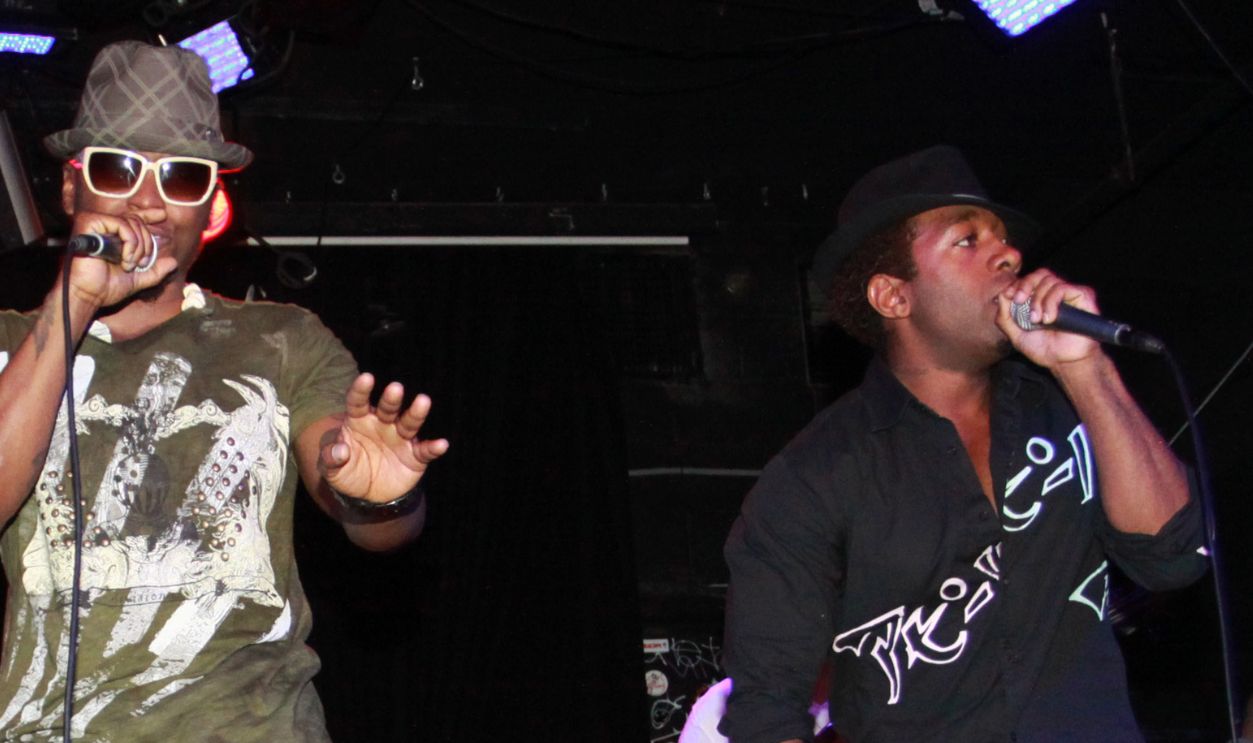 (L-R) Sonny Cheeba and Geechi Suede of Camp Lo perform at Santos Party House on August 16, 2010 in New York City.