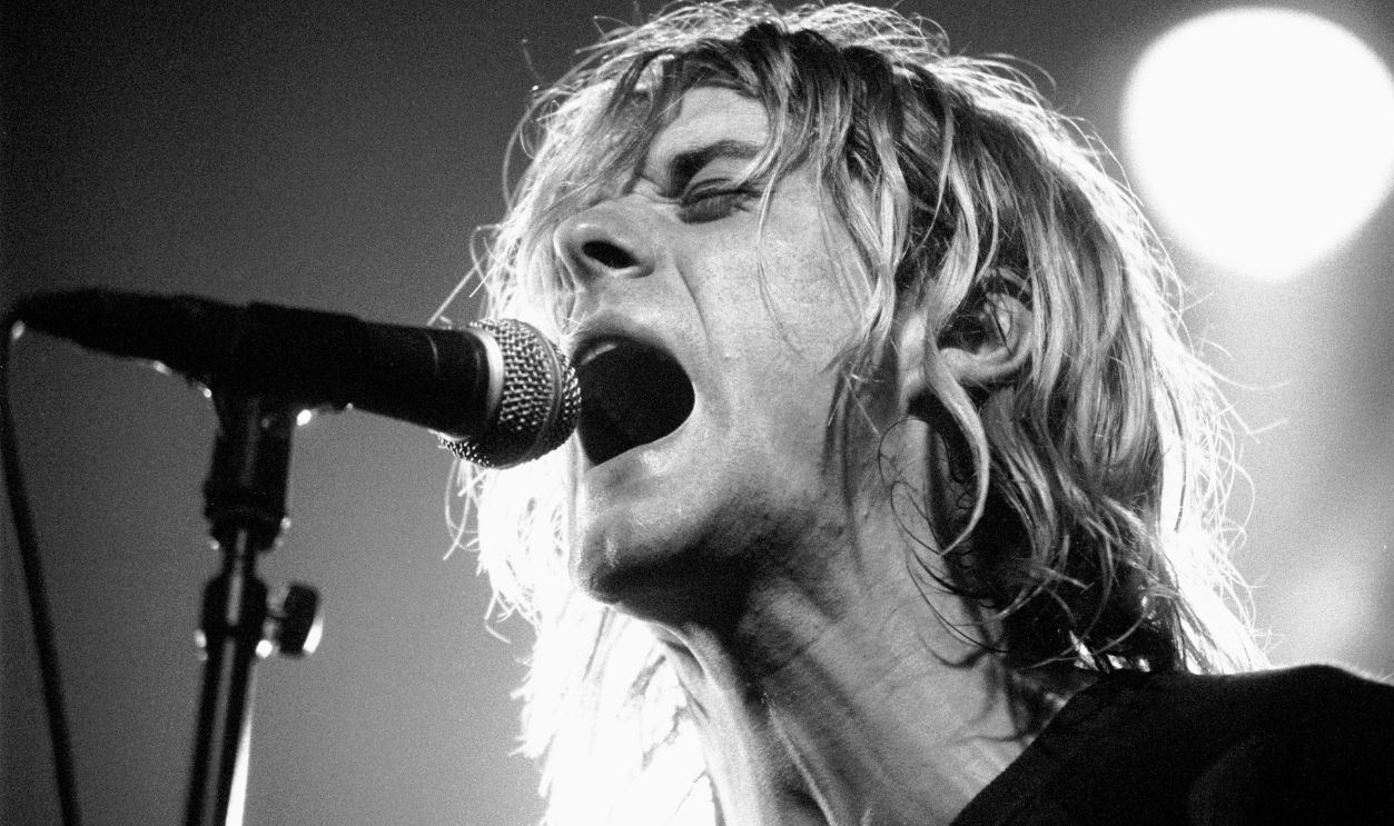 AMSTERDAM, NETHERLANDS - NOVEMBER 25: Kurt Cobain from Nirvana performs live on stage at Paradiso in Amsterdam, Netherlands on November 25 1991 