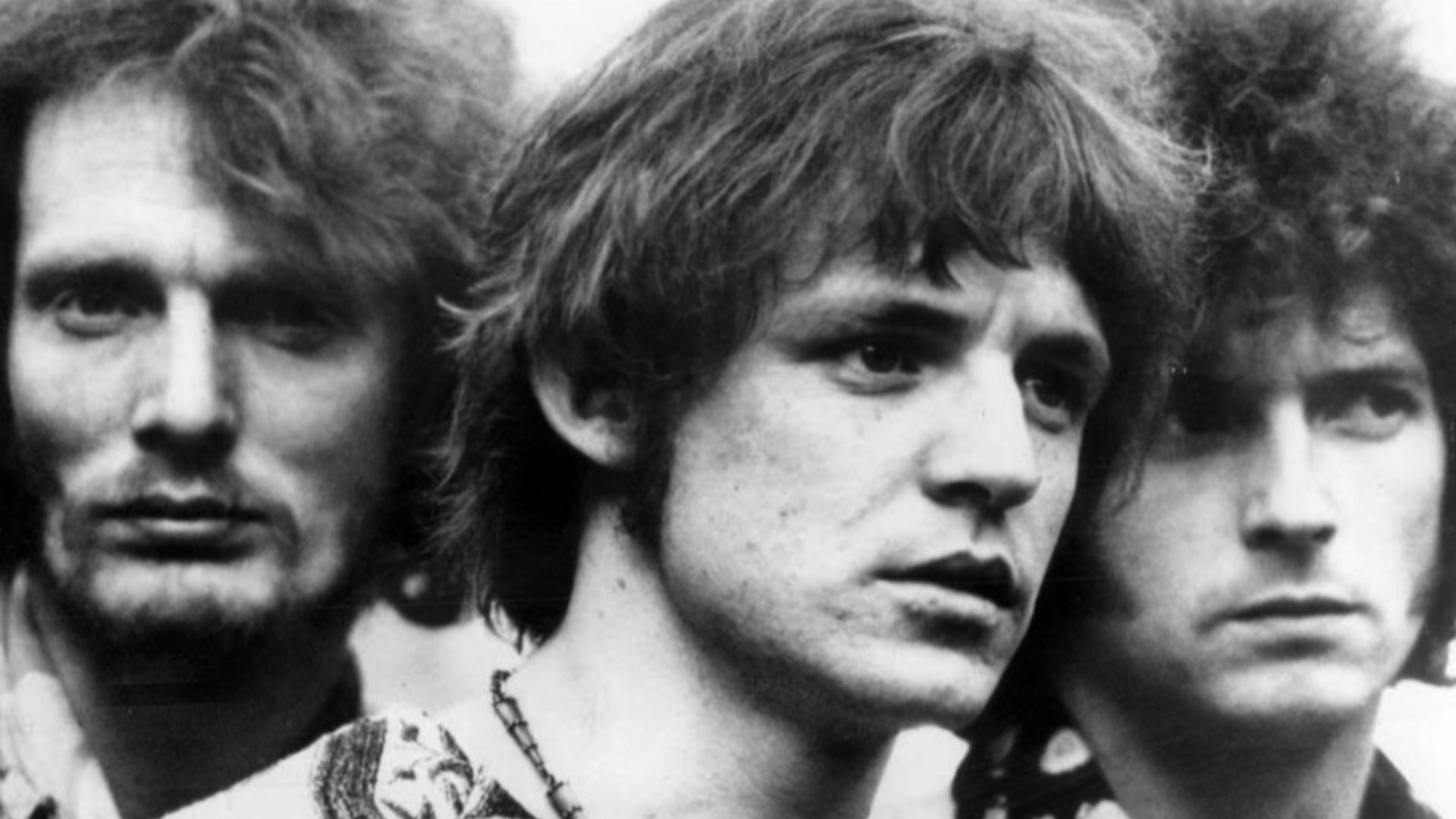 Photo of Cream.  From left: Ginger Baker, Jack Bruce, Eric Clapton