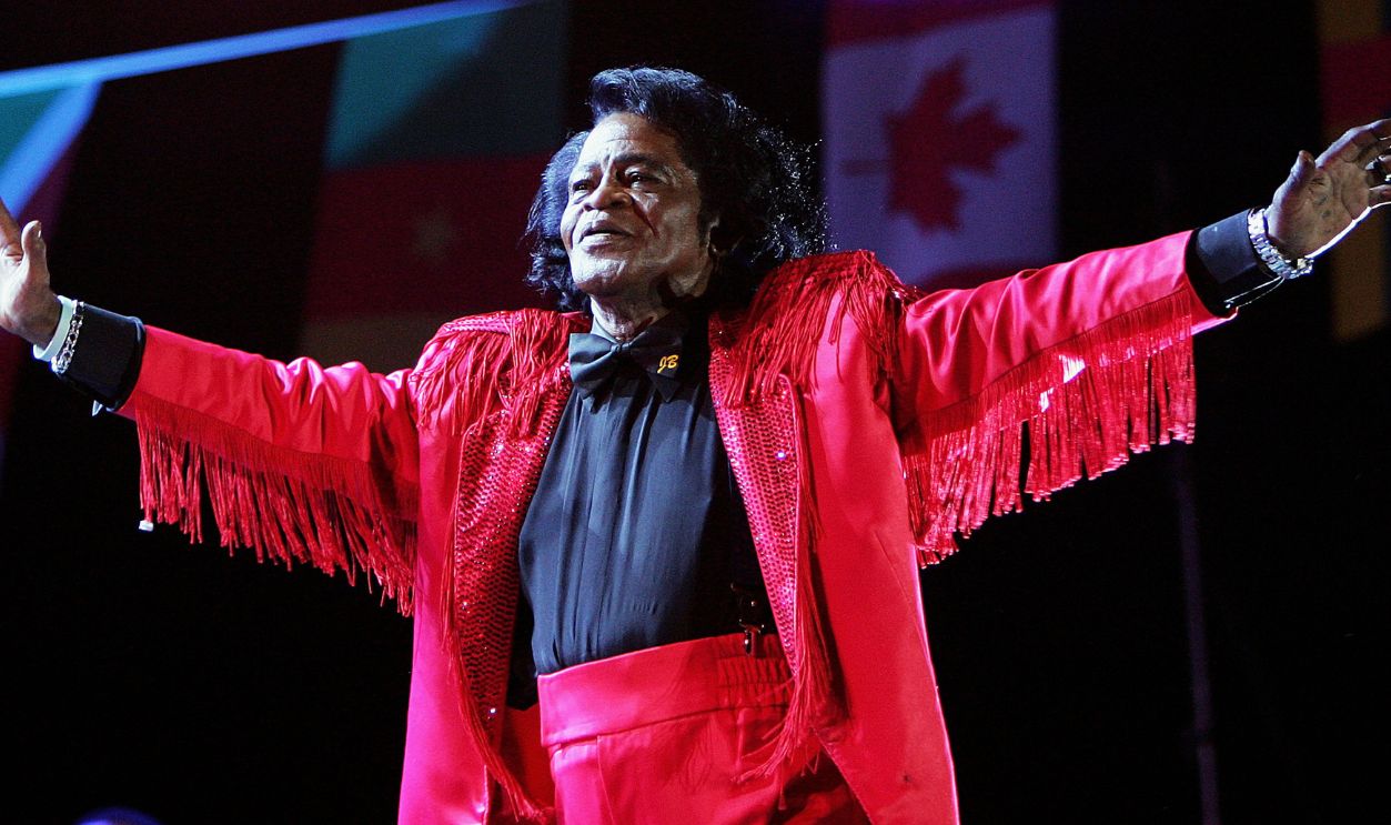  James Brown is seen dancing on stage at the Live 8 Edinburgh concert at Murrayfield Stadium on July 6, 2005 in Edinburgh, Scotland. The free gig, labelled Edinburgh 50,000 - The Final Push, is organised by Midge Ure, alongside Geldof, and coincides with the G8 summit to raisie awareness for MAKEpovertyHISTORY. 