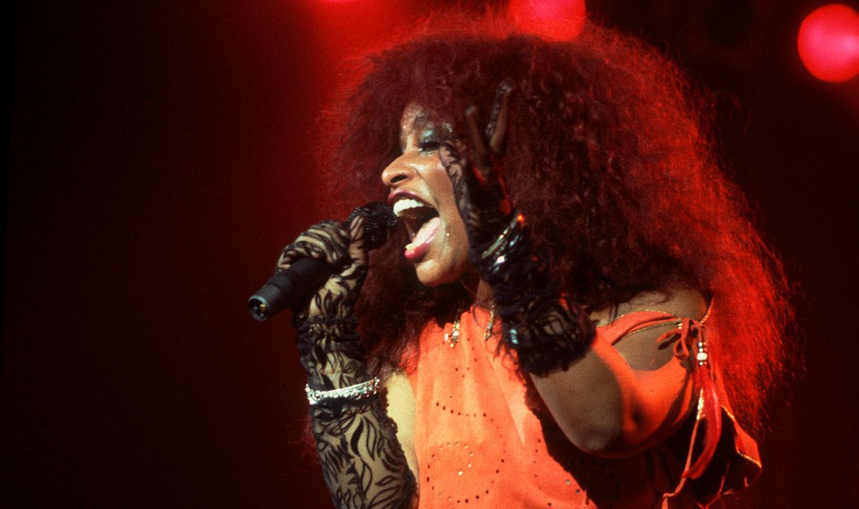 Singer Chaka Khan performing at the Bismark Theater in Chicago, Illinois, November 17, 1984. 