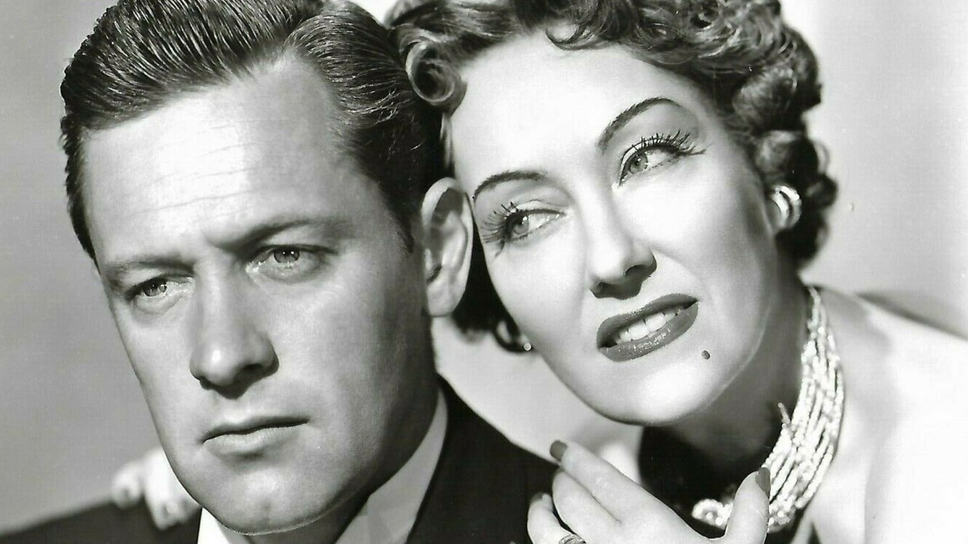 Press photo of William Holden and Gloria Swanson in Sunset Boulevard (1950 film)