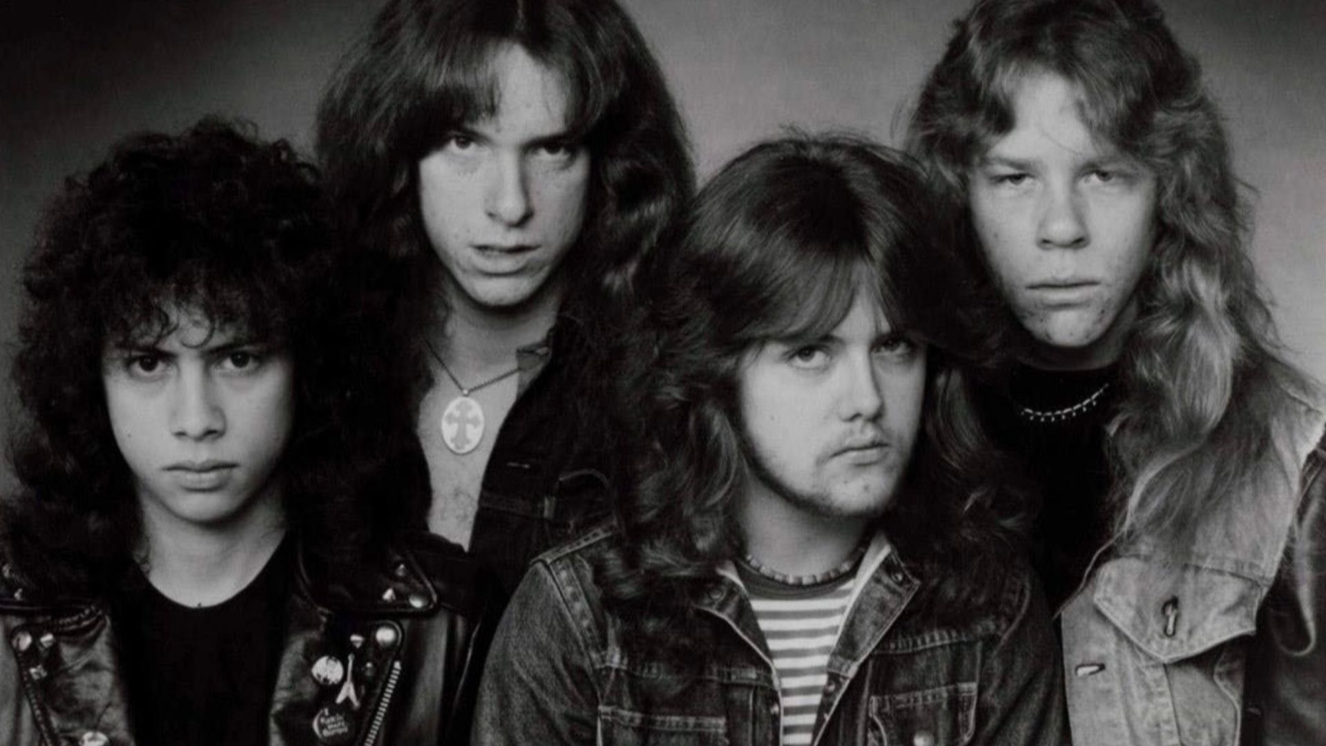 Metallica in a press photo dated to 1983. Photo is definitely pre-1989, as Metallica left Megaforce and signed to Elektra in 1984. No copyright markings on the photo and no registration could be found in the US Copyright Search Records