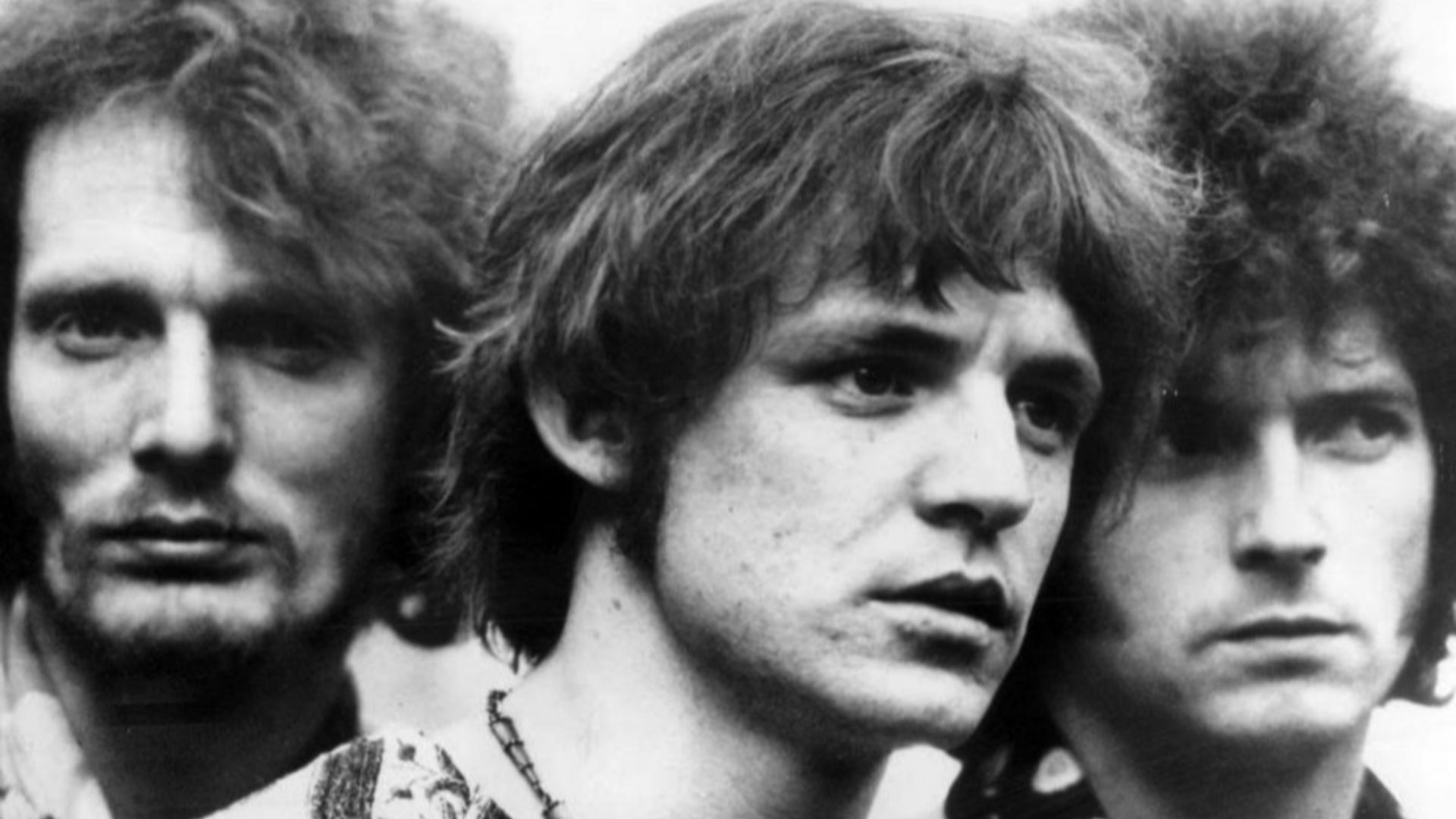 Photo of Cream.  From left: Ginger Baker, Jack Bruce, Eric Clapton