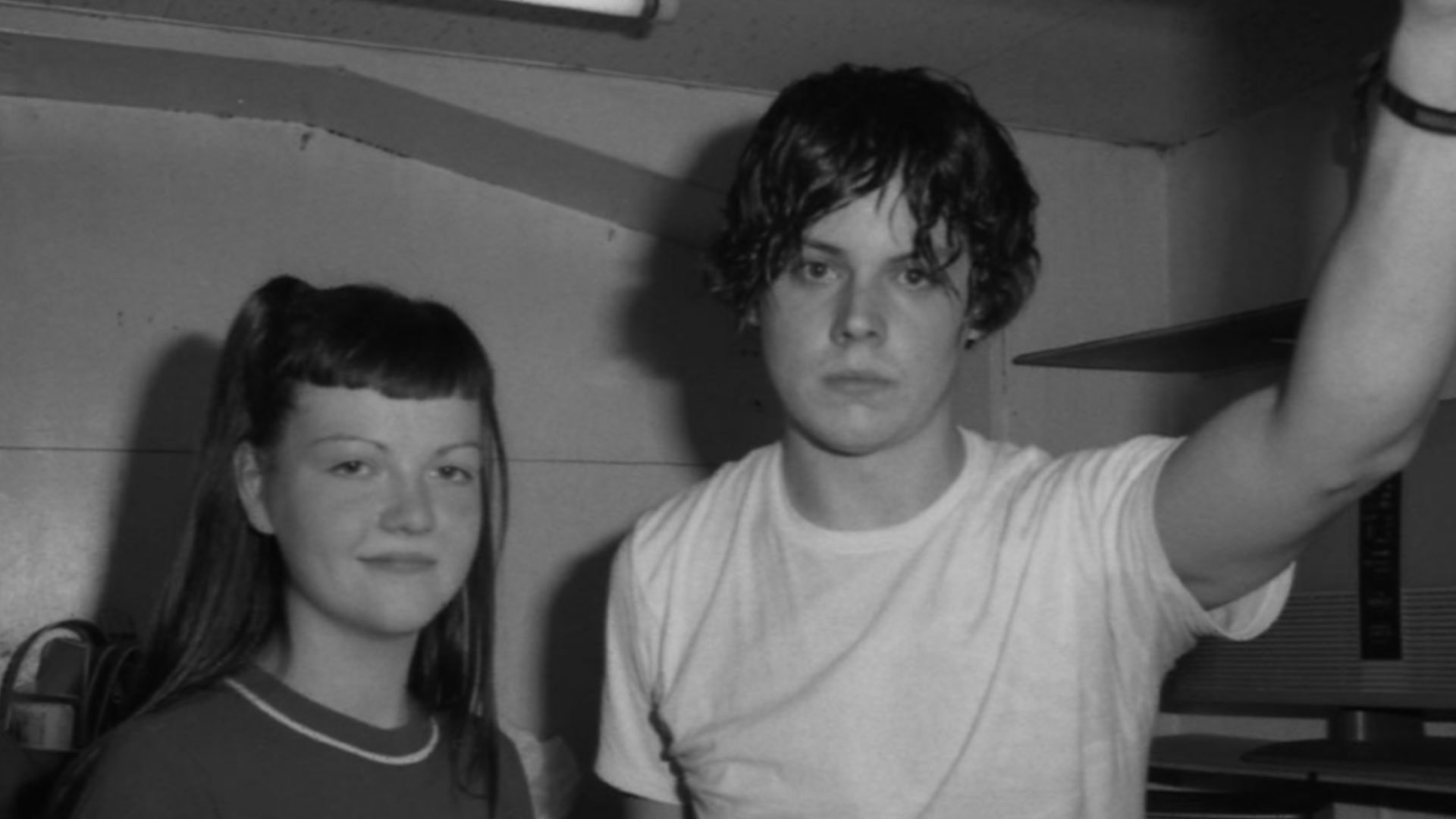 The White Stripes, in 2000, first tour of Japan. They played to a very small audience (about 10 to 20), but their playing was fantastic! Photo taken at the back room of the club (Shinjuku Jam, Tokyo) Japan