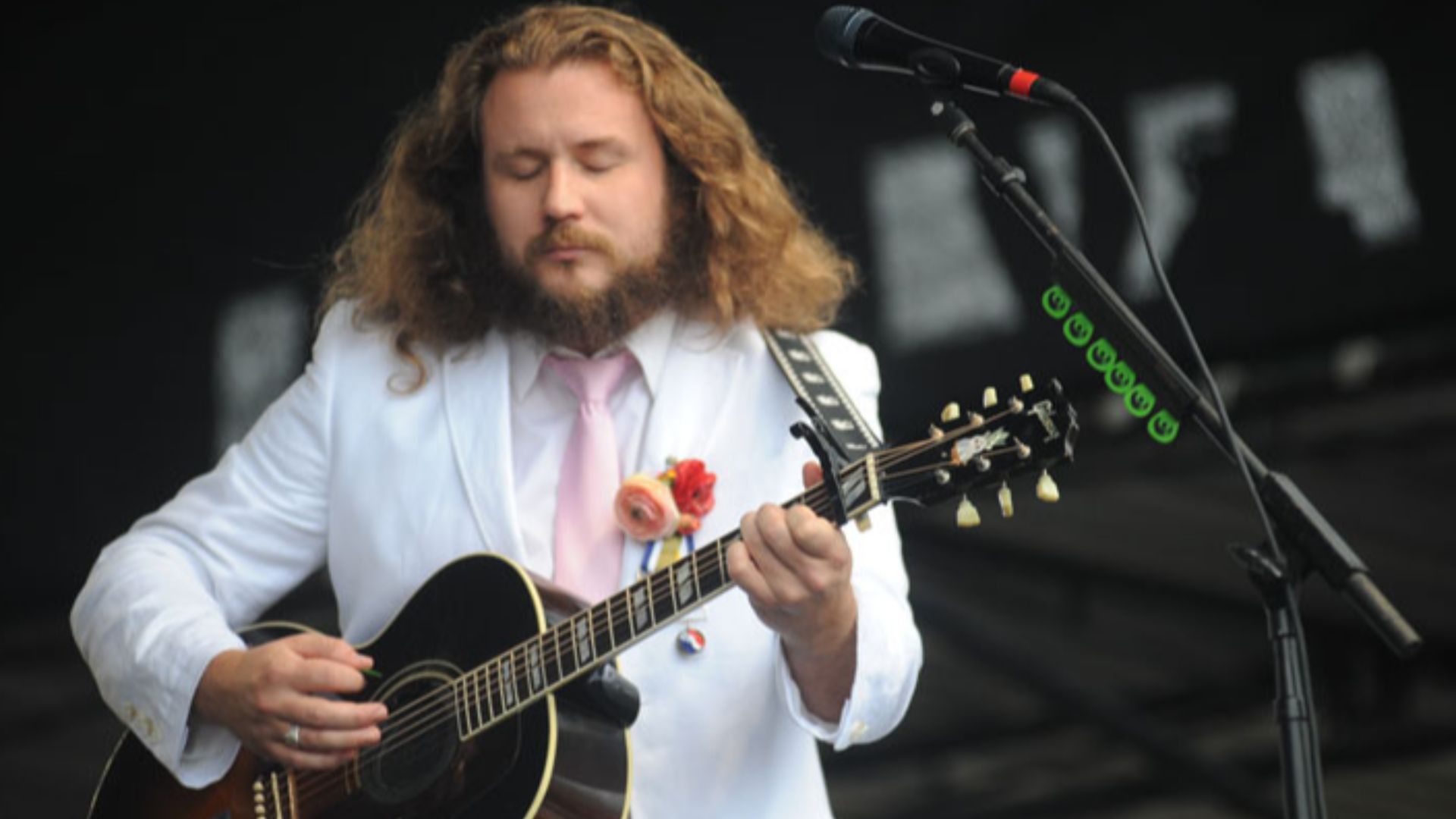 Jim James of My Morning Jacket performing live at Newport Folk Festival 2012.