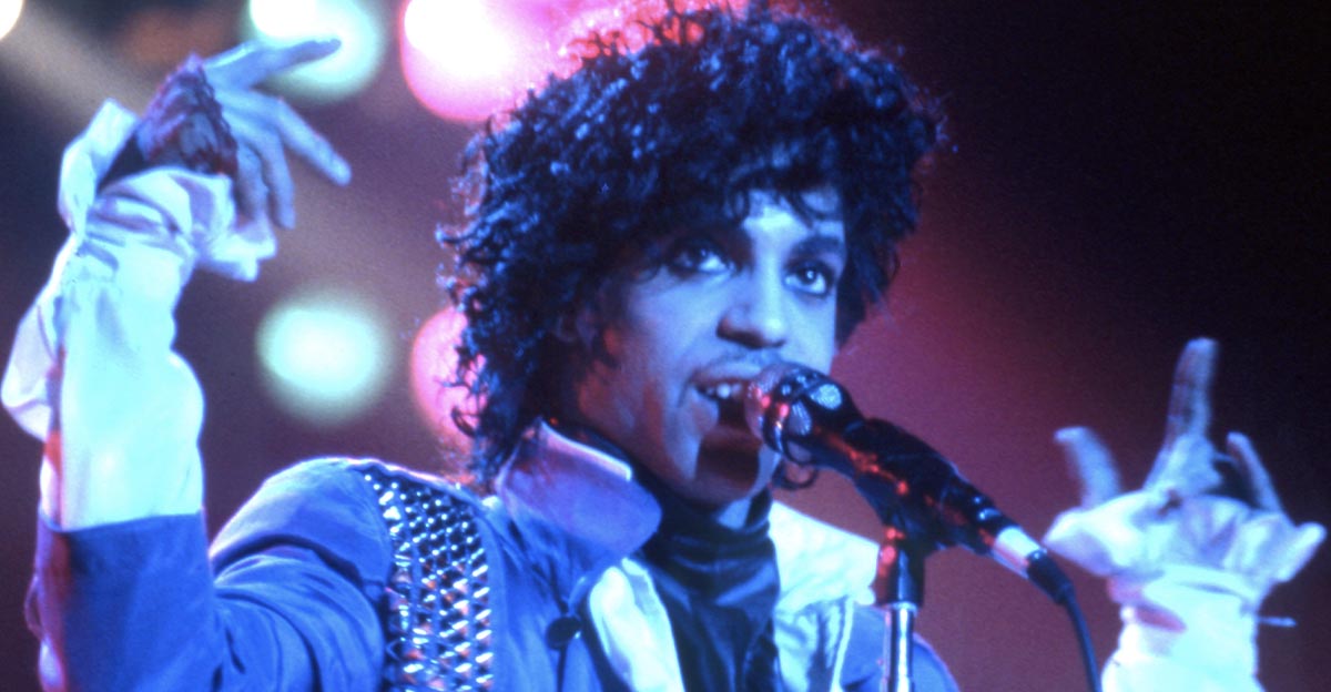 American singer Prince (1958-2016) performs onstage during the 1984 Purple Rain Tour on November 4, 1984, at the Joe Louis Arena in Detroit, Michigan. 