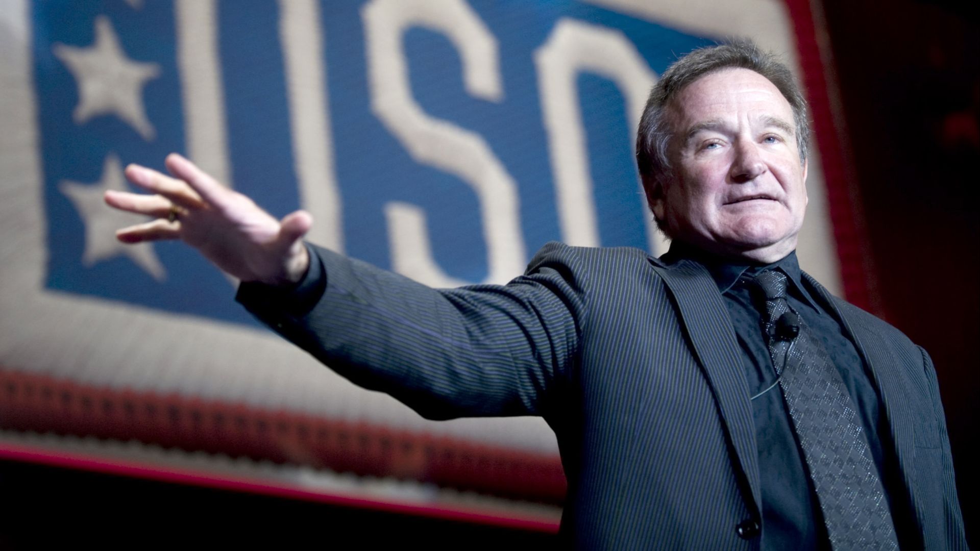 Comedian and actor Robin Williams performs at the 2008 USO World Gala in Washington, D.C.