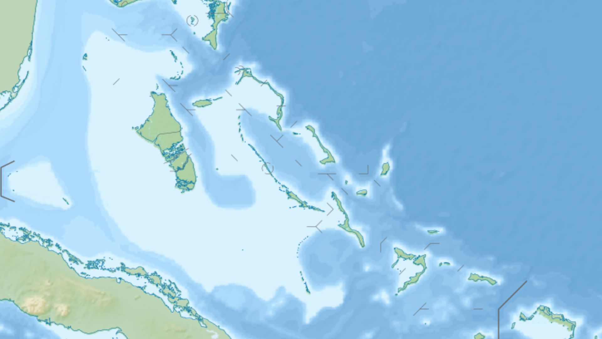 Relief map of the Bahamas