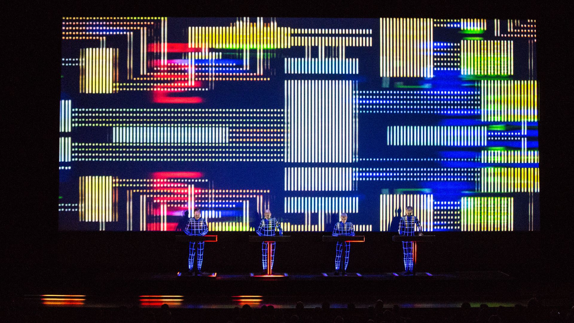BOSTON, MA - OCTOBER 3: Kraftwerk, led by founder Ralf Hütter, play a special 3D show featuring songs from throughout their career. Shot at CitiWang Theatre on Saturday, October 3, 2015.
