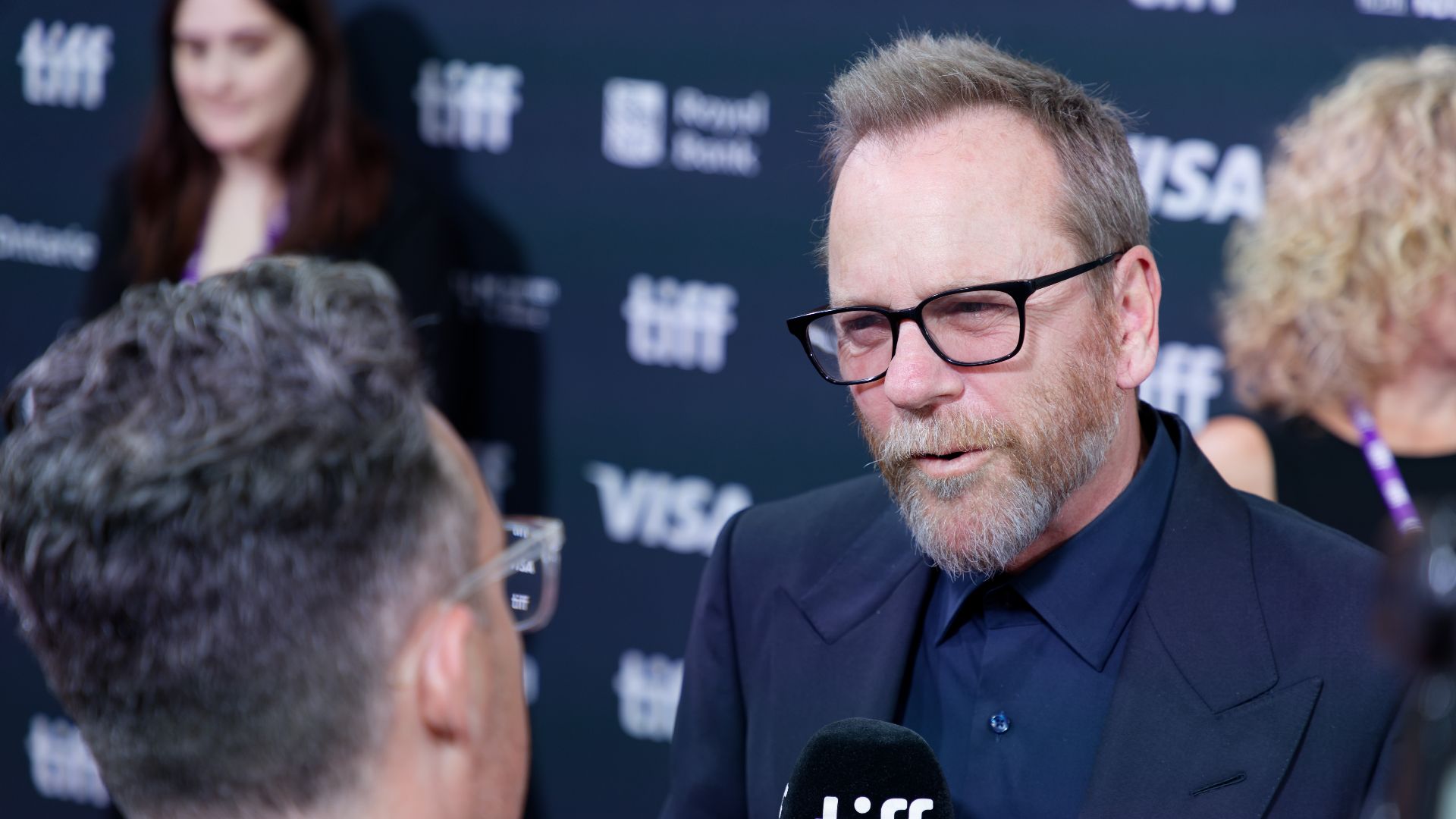 Kiefer Sutherland at the 2024 Toronto International Film Festival (TIFF) for the movie Takin' Care of Business.