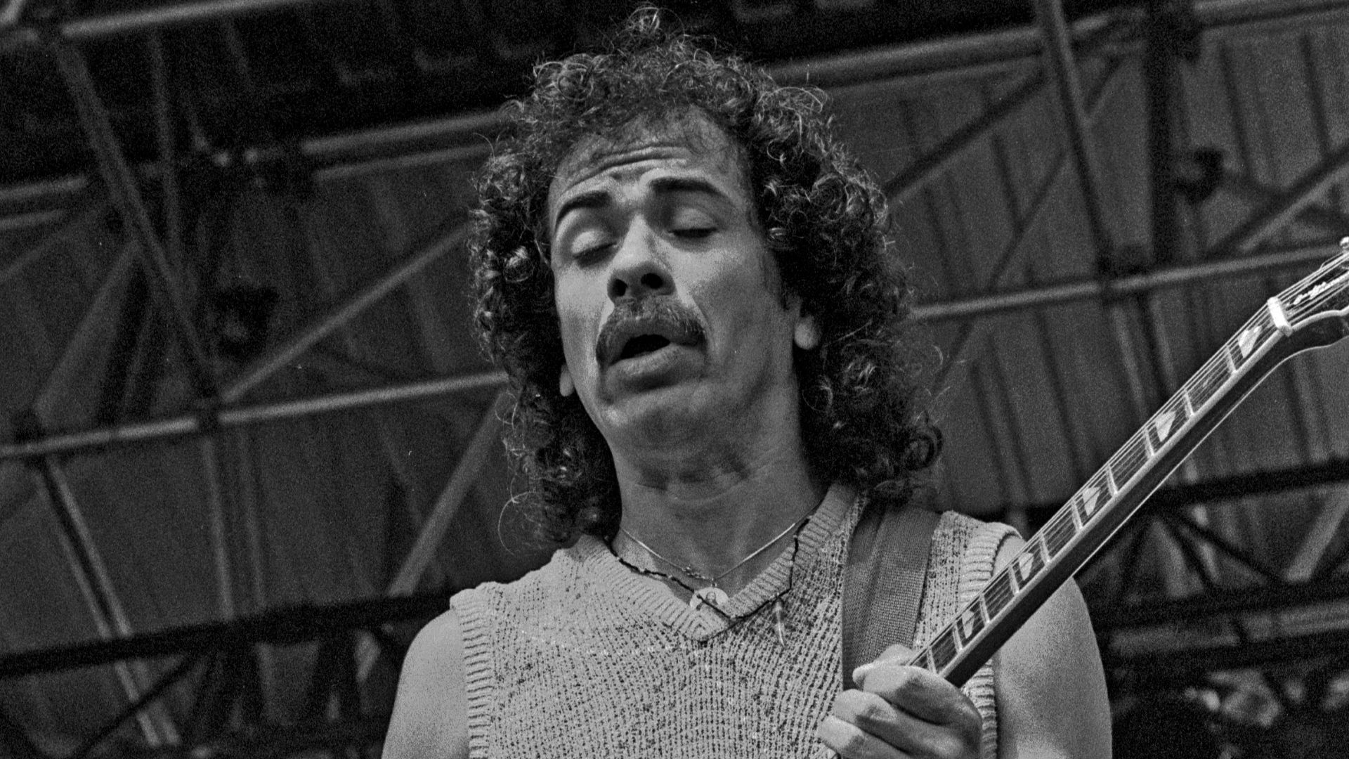 Santana beim gemeinsamen Auftritt mit Joan Baez und Bob Dylan(welche Mischung!) , Hamburg, Mai 1984