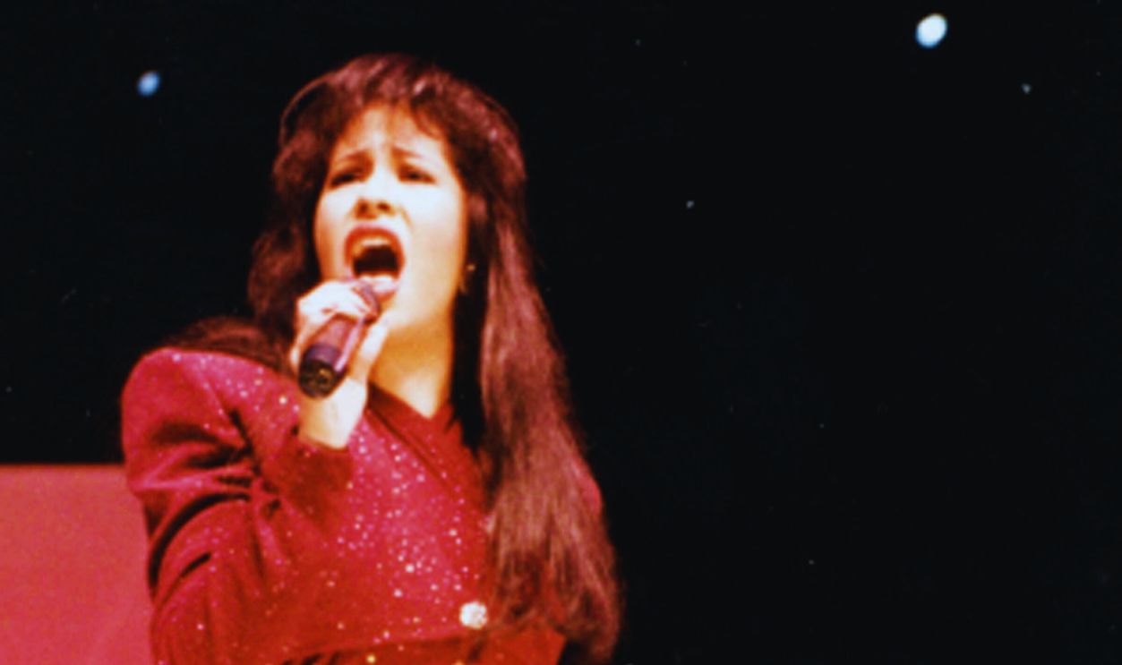 Gettyimages - 1339333472, Selena Performs At The Houston Astrodome American singer Selena (born Selena Quintanilla-Perez, 1971 - 1995) performs onstage during the Houston Livestock Show & Rodeo at the Houston Astrodome, Houston, Texas, February 26, 1995. The performance was her last before her murder the following month.