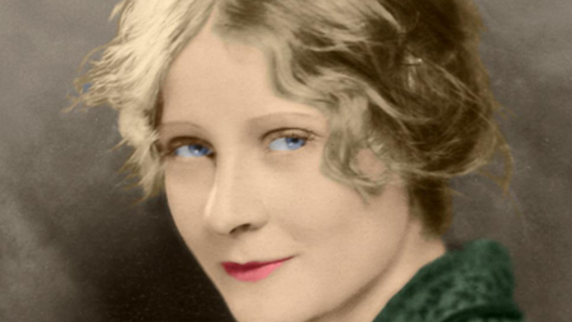 Modern colorization of an original B&W photograph of Peg Entwistle from