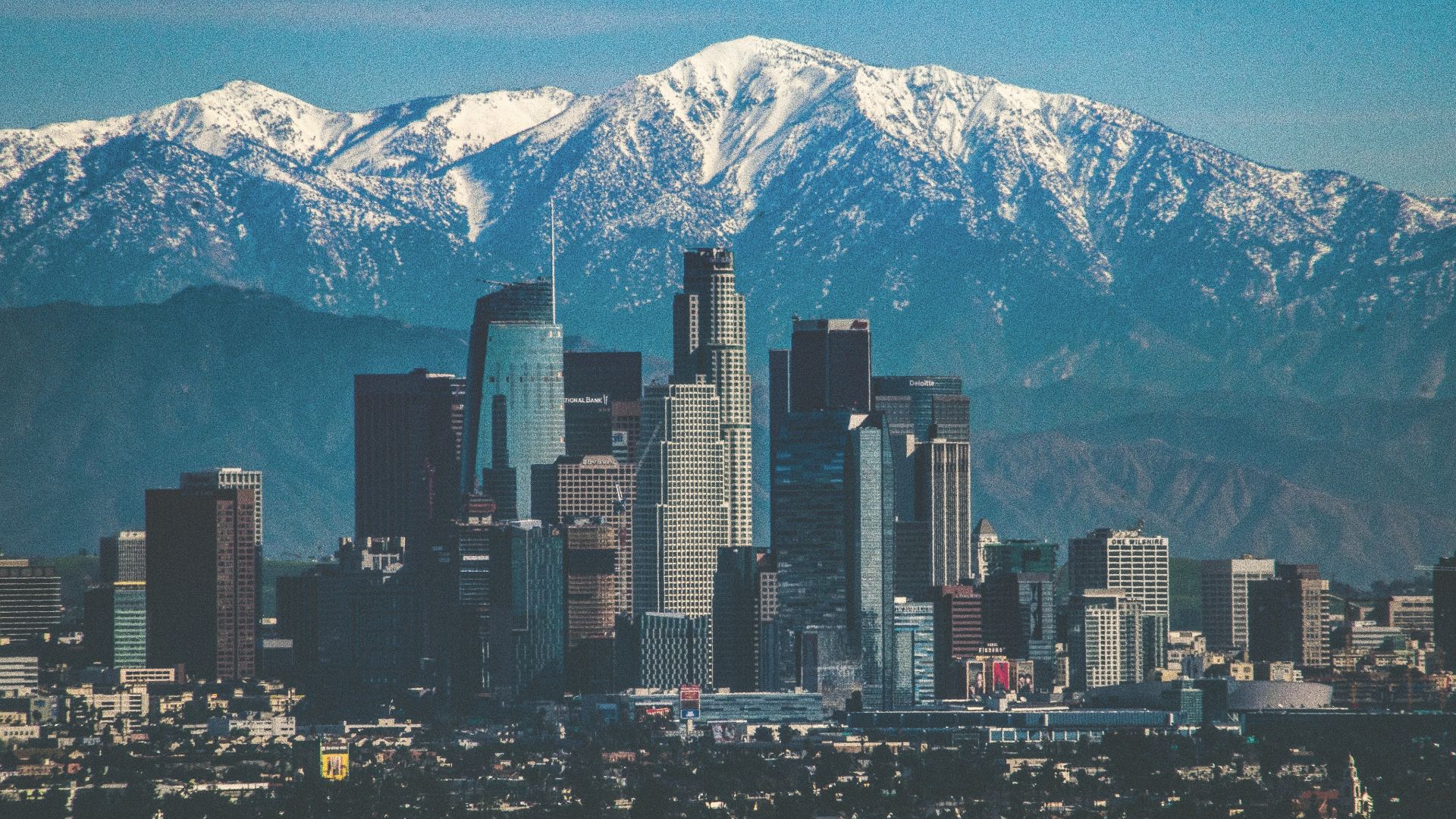 Los Angeles skyline and San Gabriel mountains