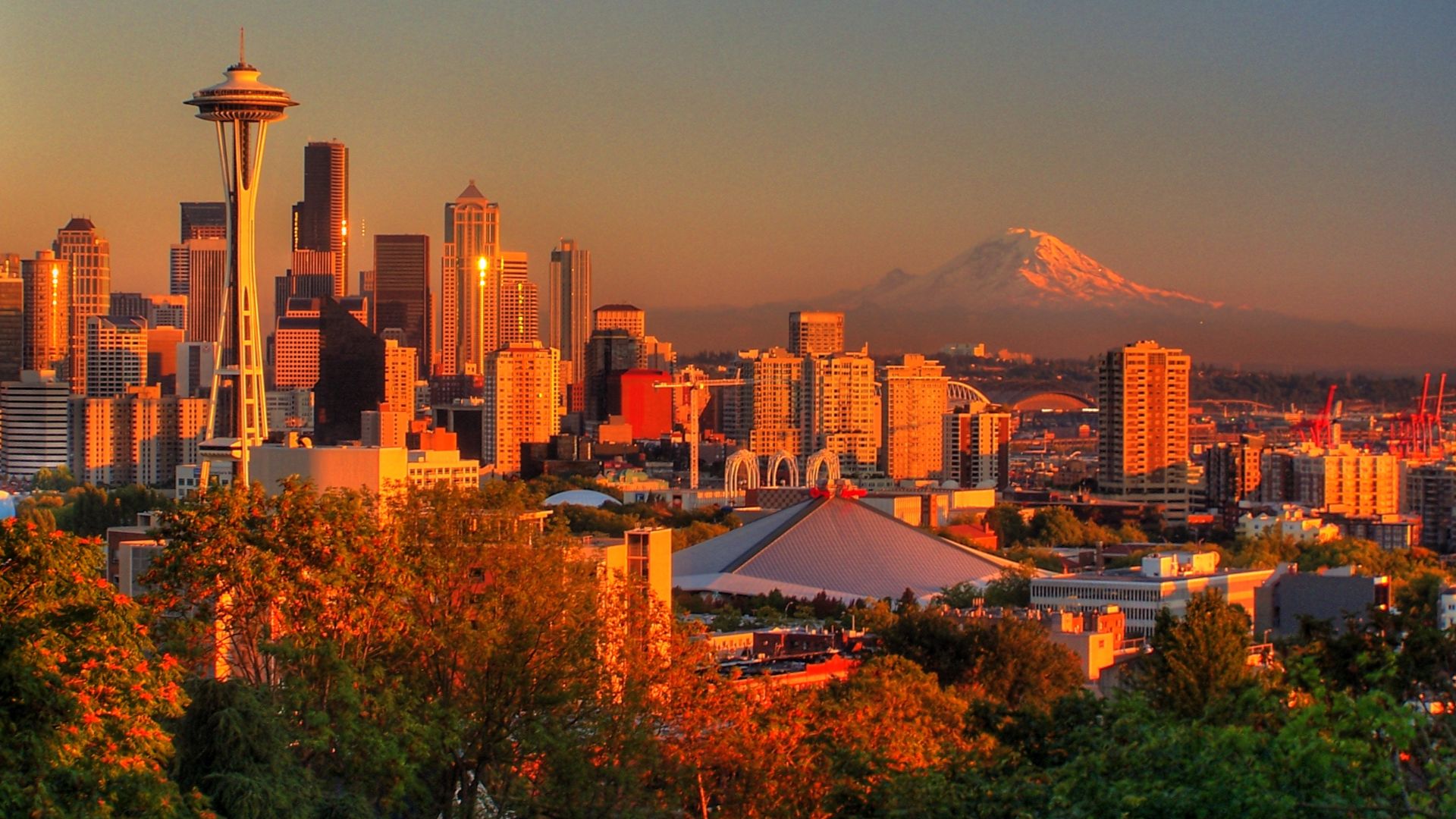 Seattle, Washington, USA.Sunset in Seattle