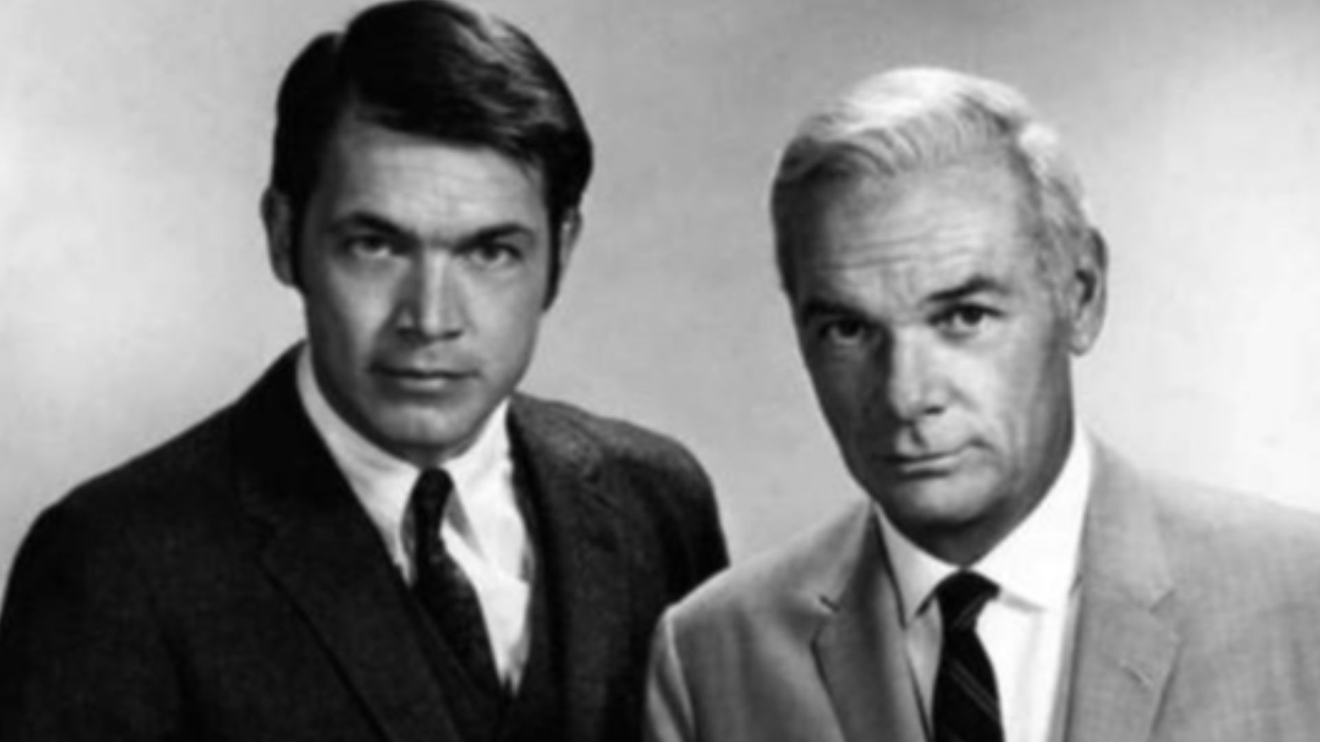 Photo of Chad Everett as Joe Gannon and James Daly as Paul Lochner from the premiere of the television program Medical Center.