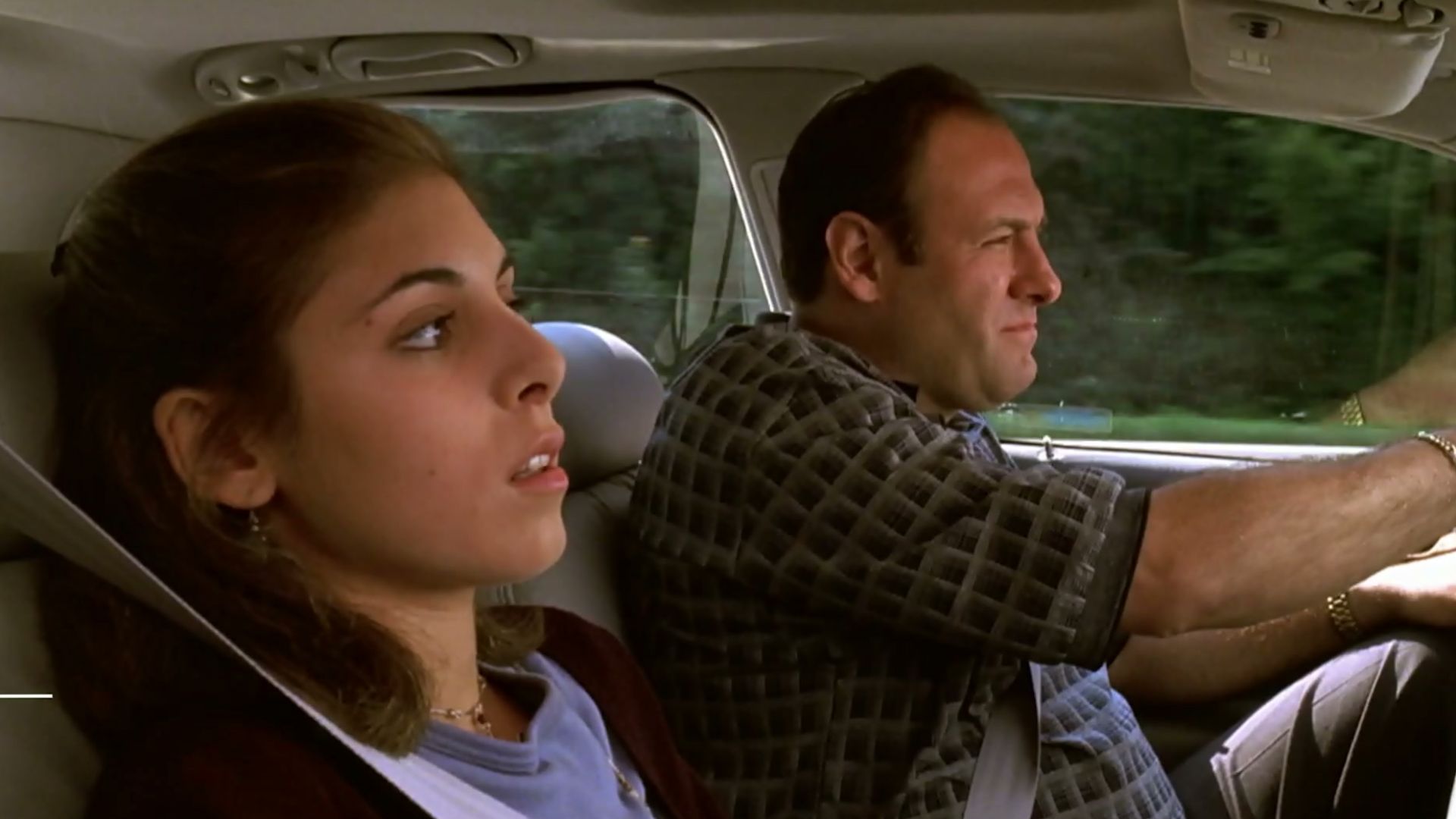 Meadow and Tony Soprano in the car in