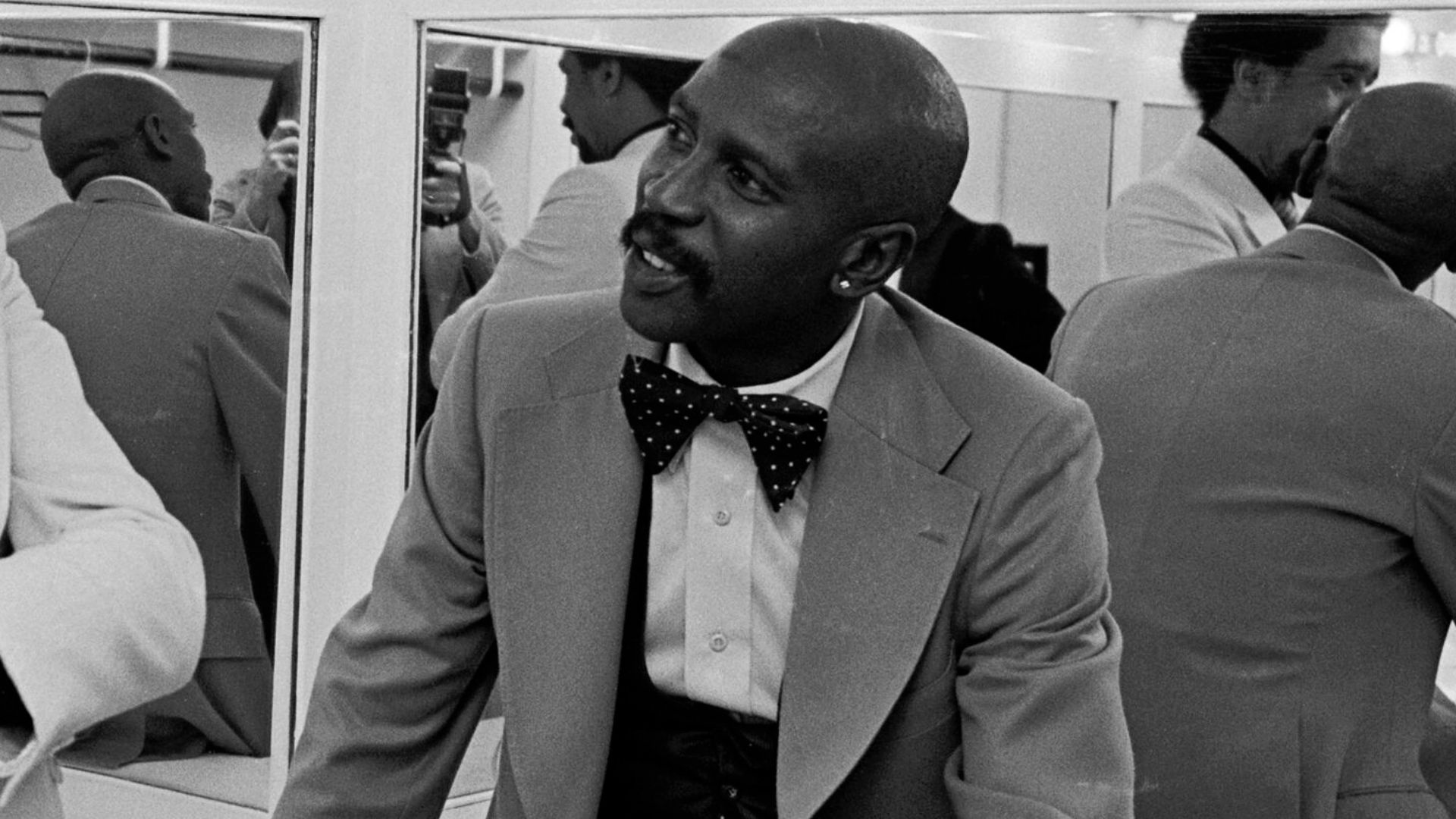 Richard Pryor and Lou Gossett Jr. backstage at the Shrine Auditorium, Los Angeles