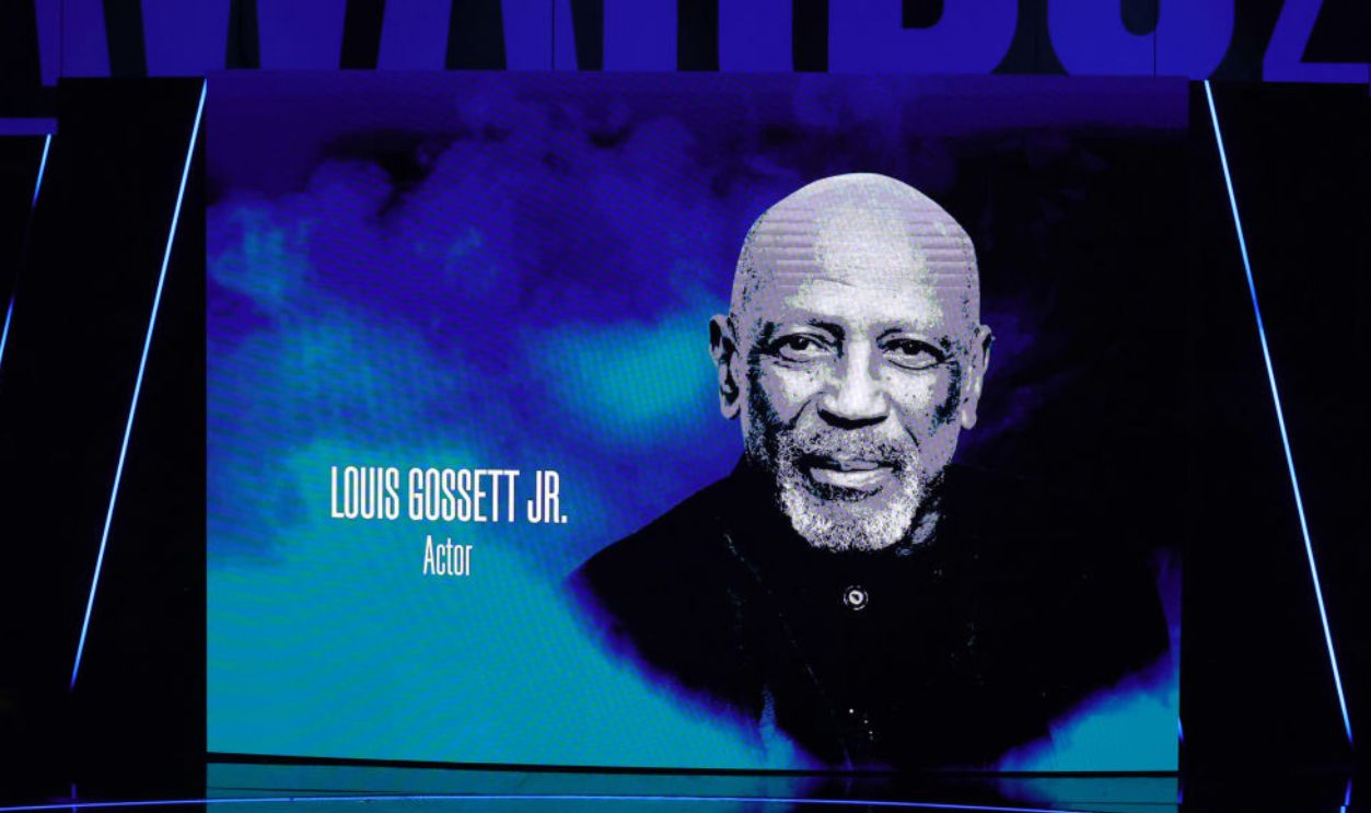 LOS ANGELES, CALIFORNIA - JUNE 30: Image of Louis Gossett Jr. is shown during the In Memoriam portion of the show at the 2024 BET Awards at Peacock Theater on June 30, 2024 in Los Angeles, California.