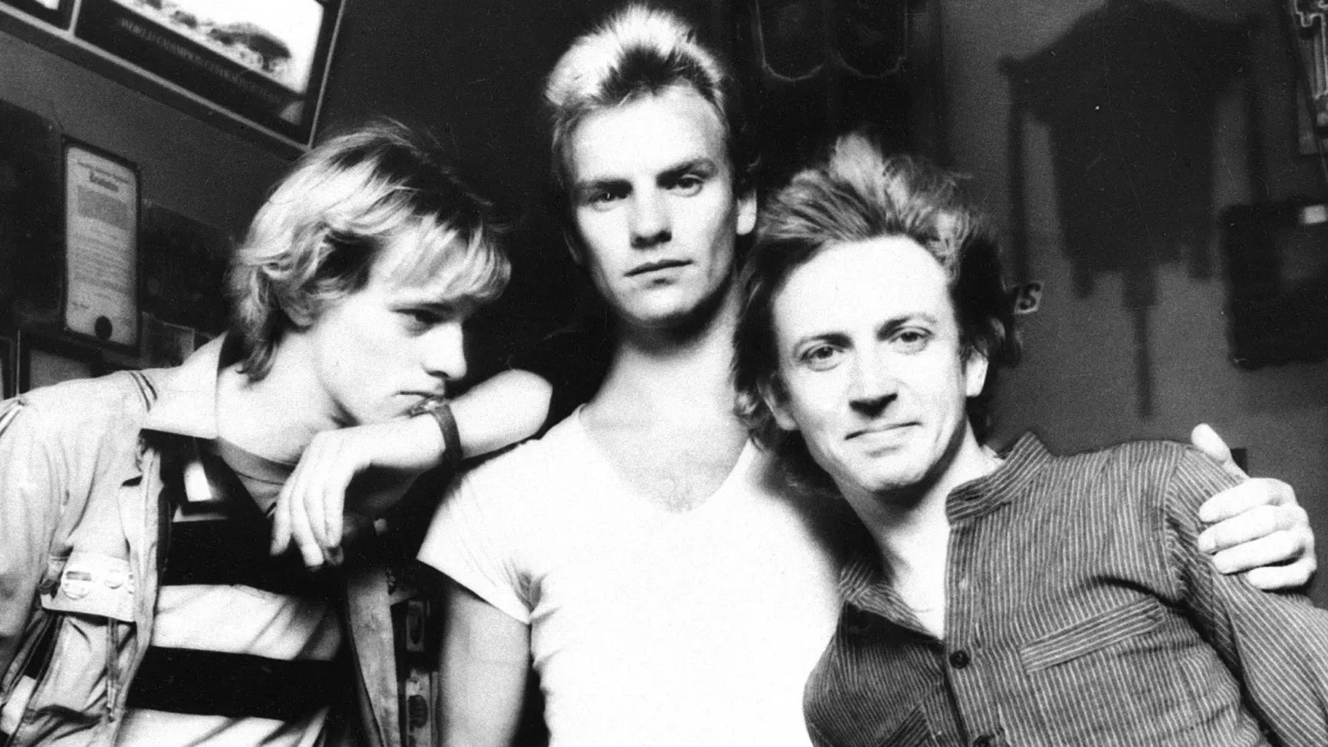 The Police in a publicity photo for their 1979 album Reggatta de Blanc.