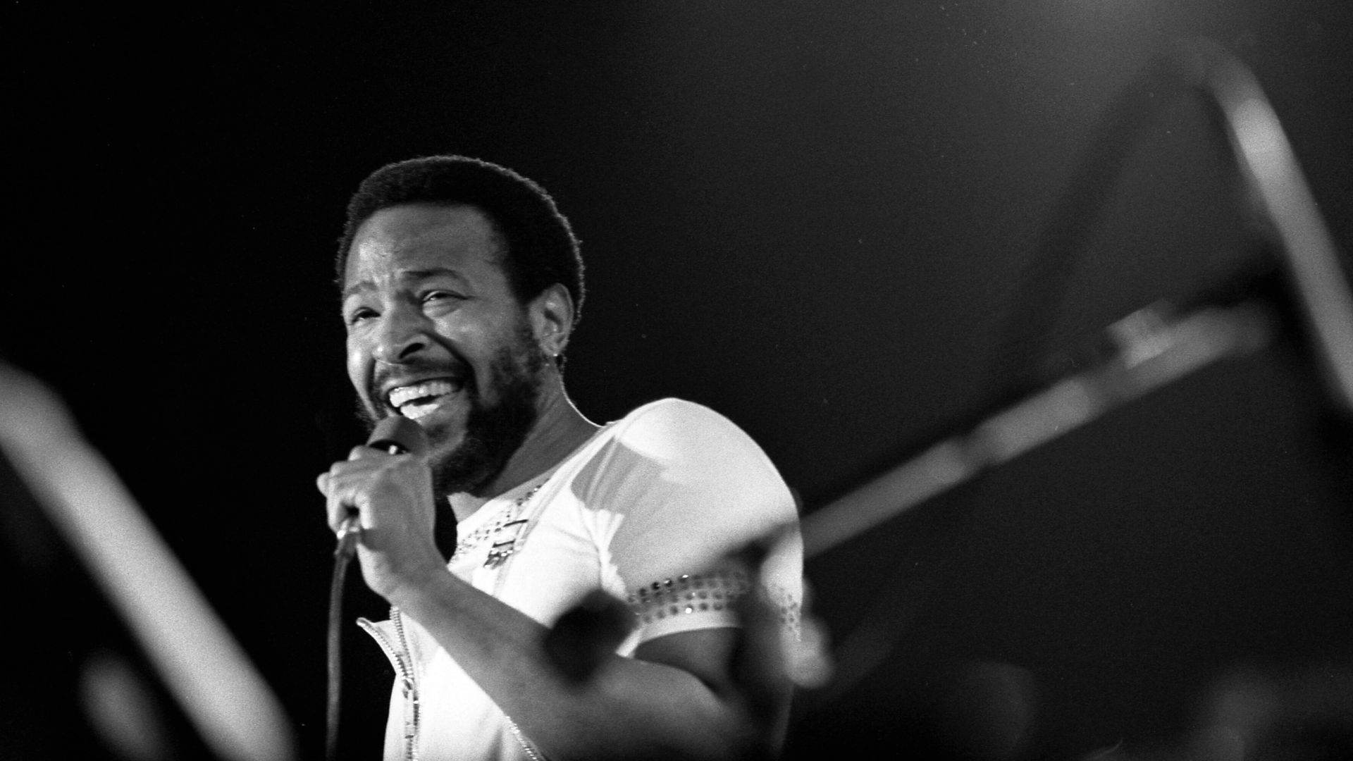 Marvin Gaye performing in a concert at the Forum in Inglewood