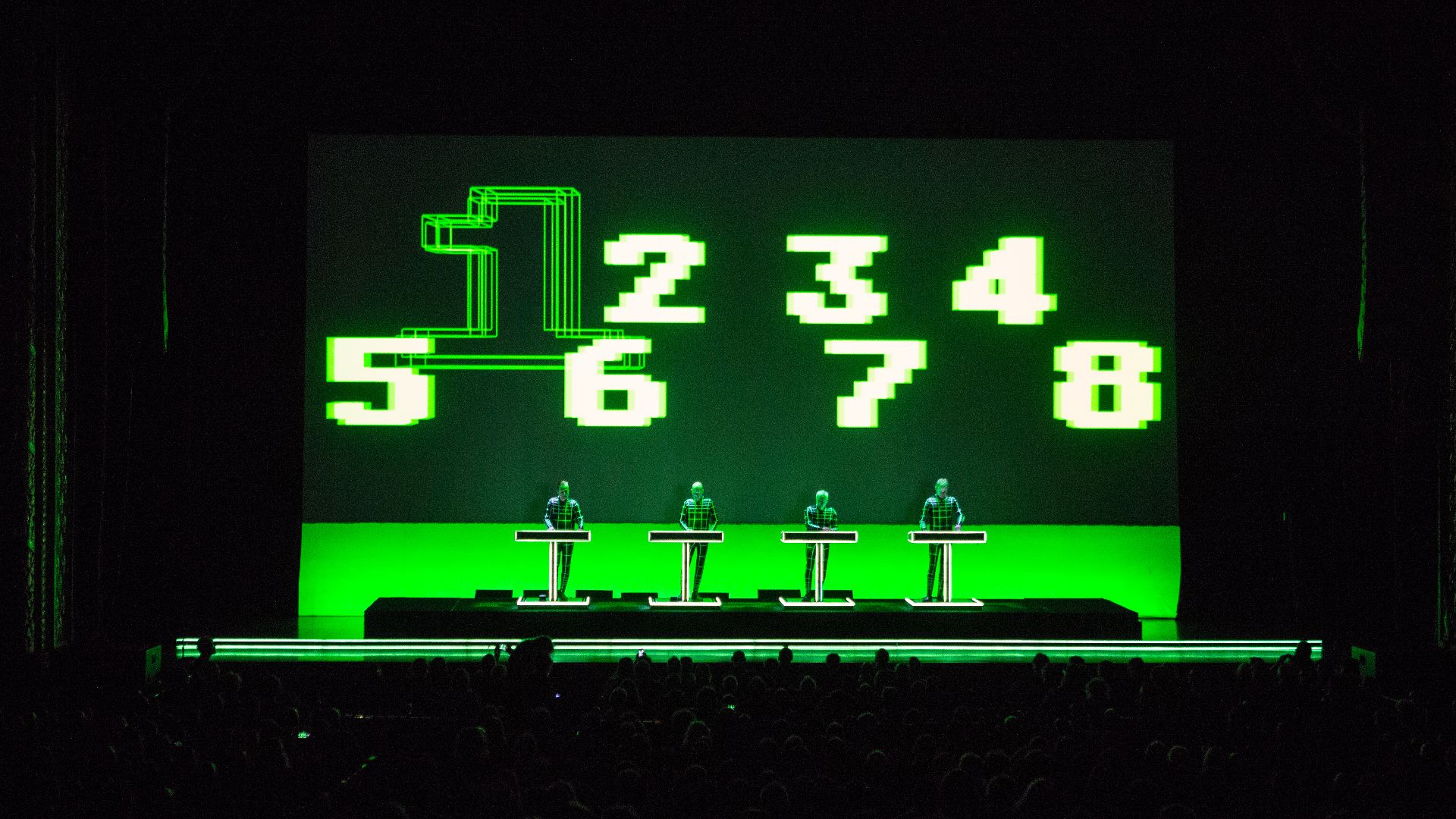BOSTON, MA - OCTOBER 3: Kraftwerk, led by founder Ralf Hütter, play a special 3D show featuring songs from throughout their career. Shot at CitiWang Theatre on Saturday, October 3, 2015.