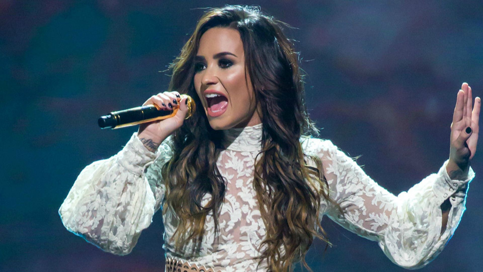 Demi Lovato performing at the AT&T Center in San Antonio, Texas on September 10, 2016.