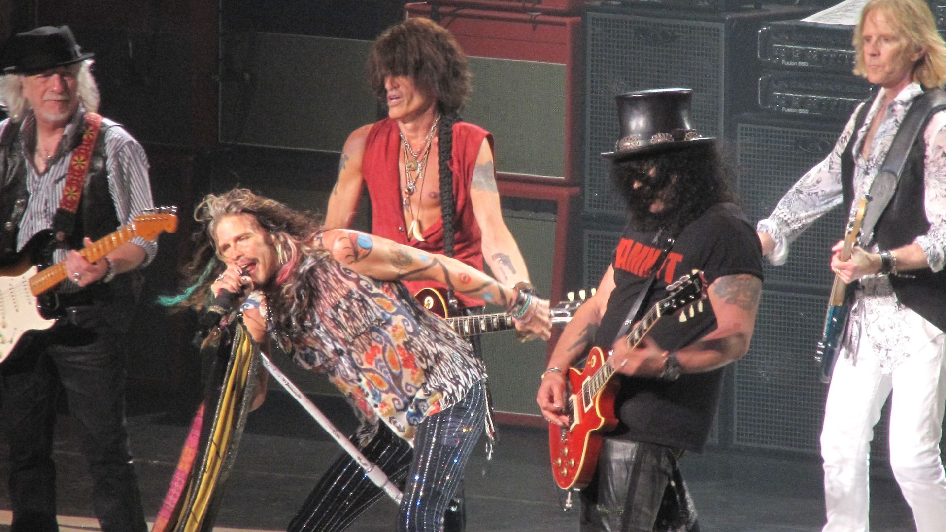 Aerosmith performing live on July 16, 2014.