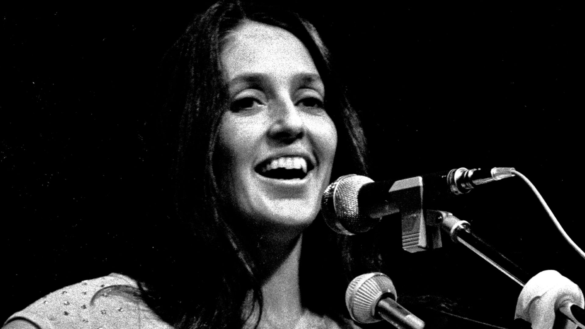 Protest singer Joan Baez performing in Hamburg Germany, 1973.