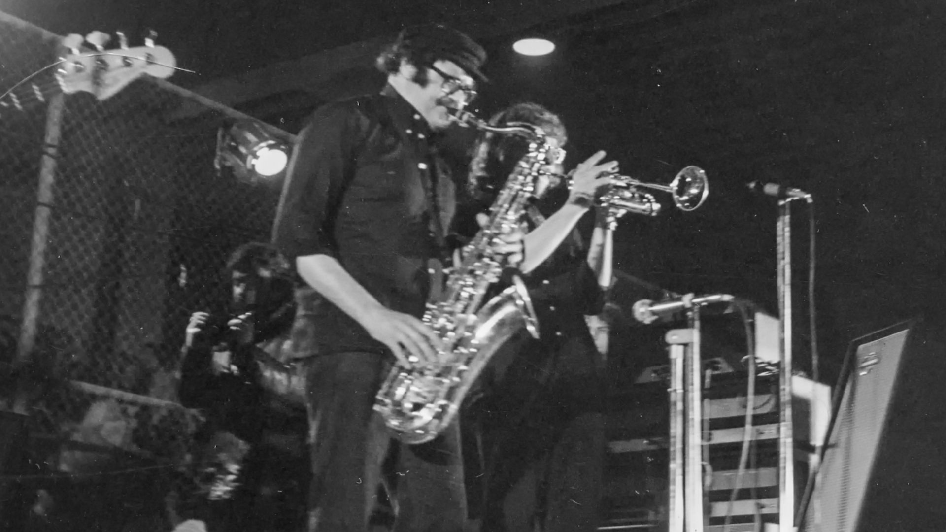 Lyle Jenkins am Saxophon und Henry Lowther an der Trompete als Mitglieder der Keef Hartley Band, Joint Meetin 1970, Düsseldorf