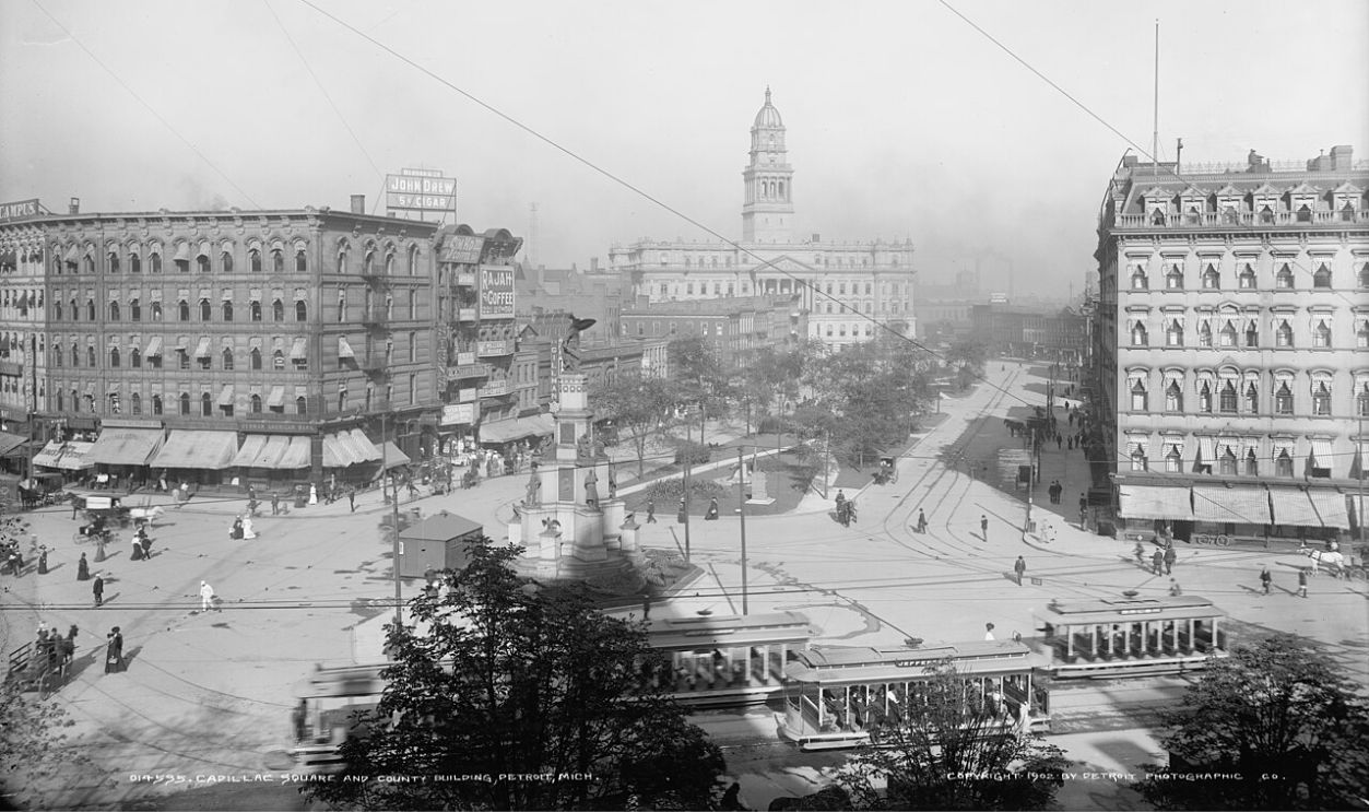 Cadillac Square and county building in Detroit, Michigan