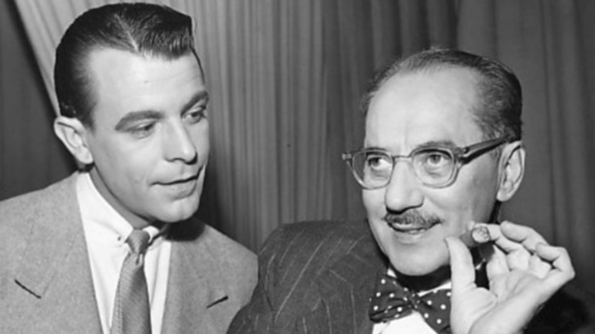 Photo of George Fenneman and Groucho Marx from the radio version of You Bet Your Life.