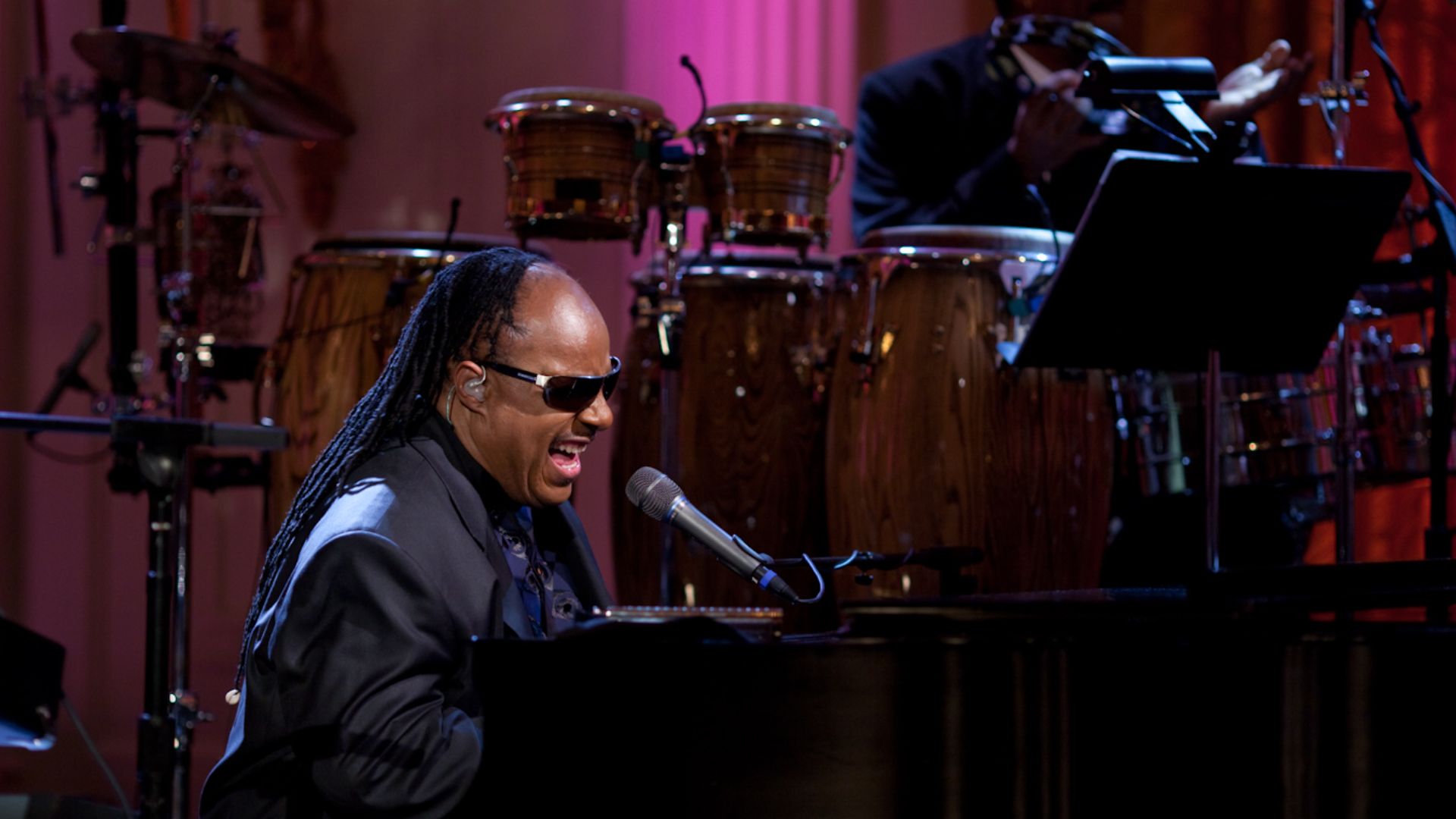 Stevie Wonder performs for President Barack Obama at the White House in Washington, D.C.