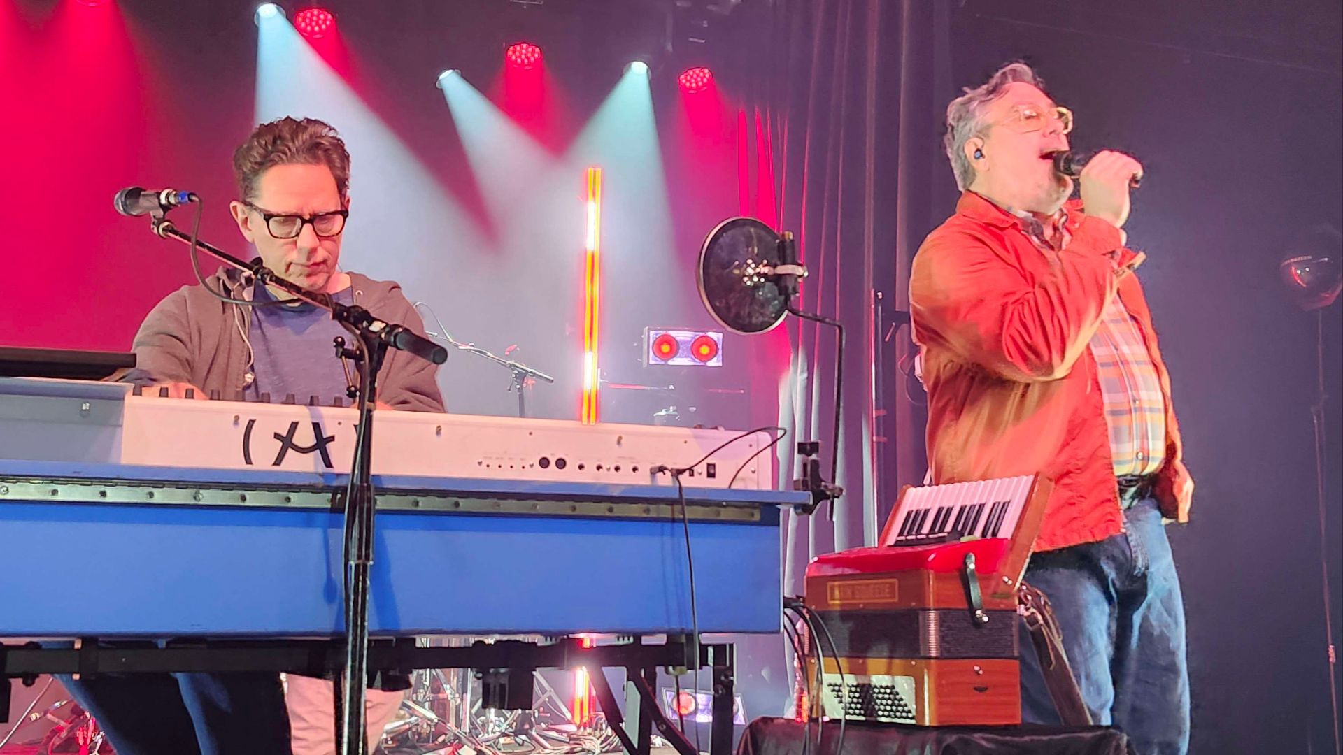 Picture I took from the front row at TMBG's first of three performances at The Orange Peel in Asheville, NC, in November 2025.