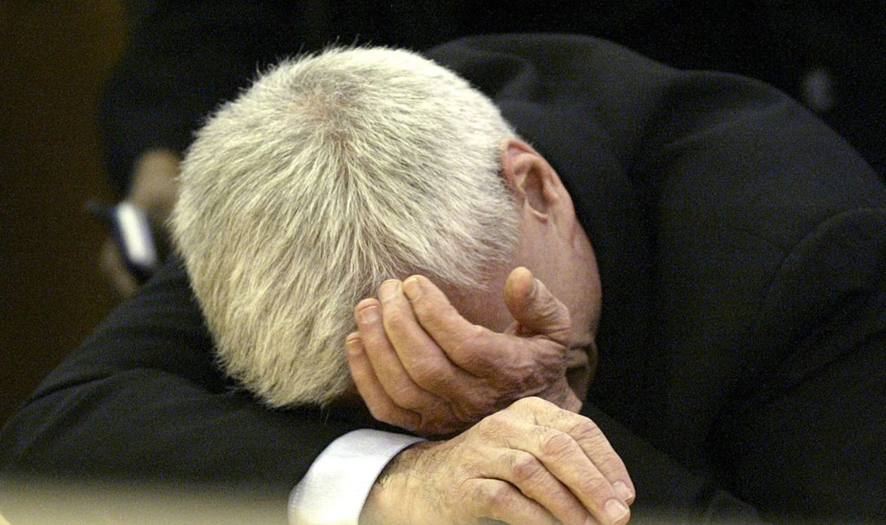 Robert Blake reacts after hearing he was acquitted on all counts in his murder trial for the death of his wife Bonny Lee Bakley in Los Angeles Wednesday, March 16, 2005. Pool Photo by Nick Ut