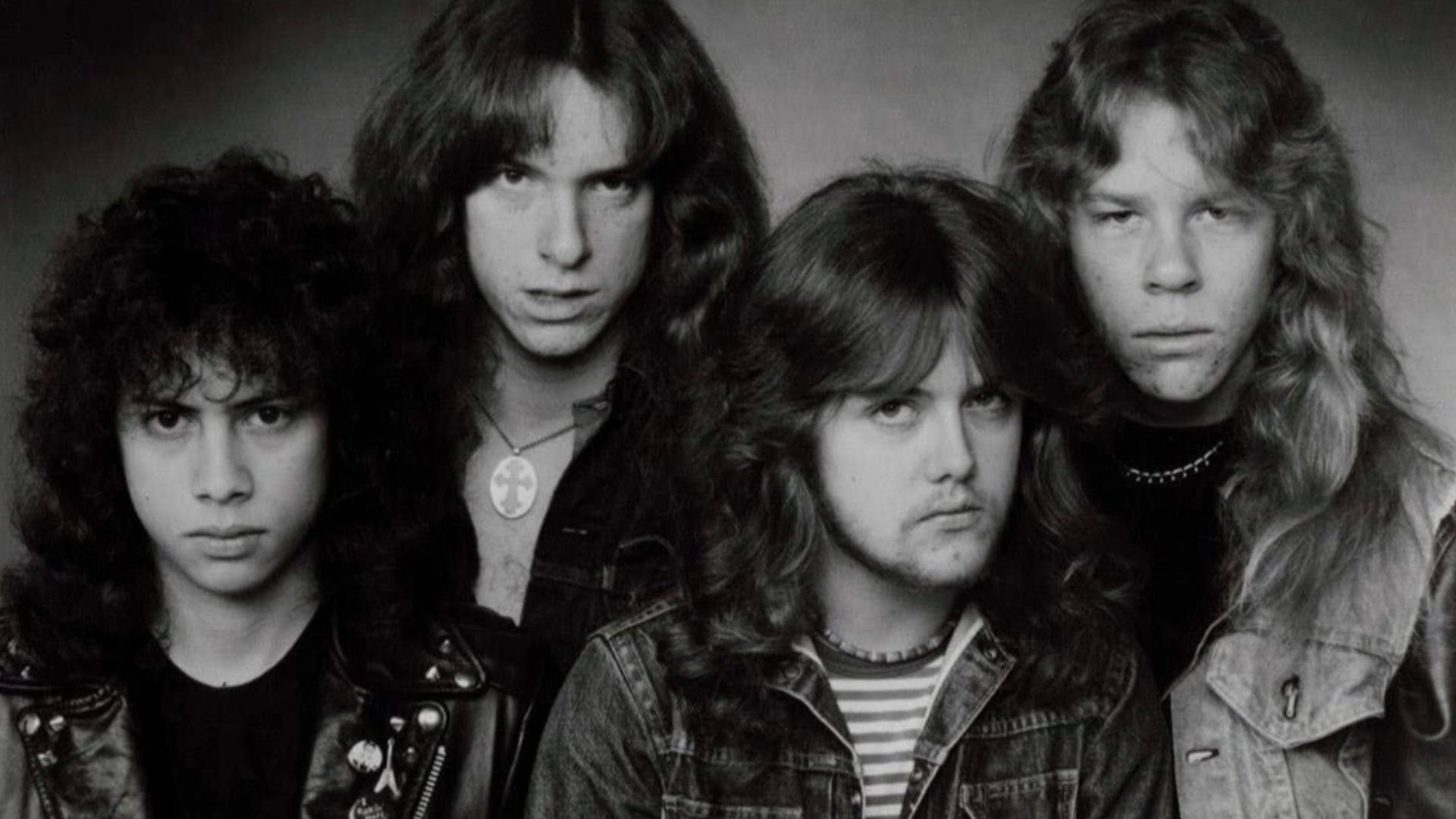 Metallica in a press photo dated to 1983. Photo is definitely pre-1989, as Metallica left Megaforce and signed to Elektra in 1984. No copyright markings on the photo and no registration could be found in the US Copyright Search Records