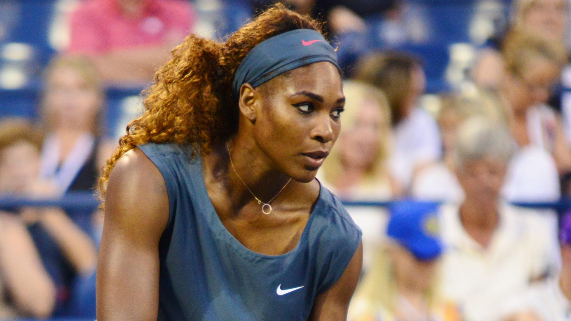 1st round doubles action from the Women's draw at the 2013 US Open. Serena and Venus Williams defeated Silvia Soler-Espinosa and Carla Suarez Navarro; 6-7(5), 6-0, 6-3
