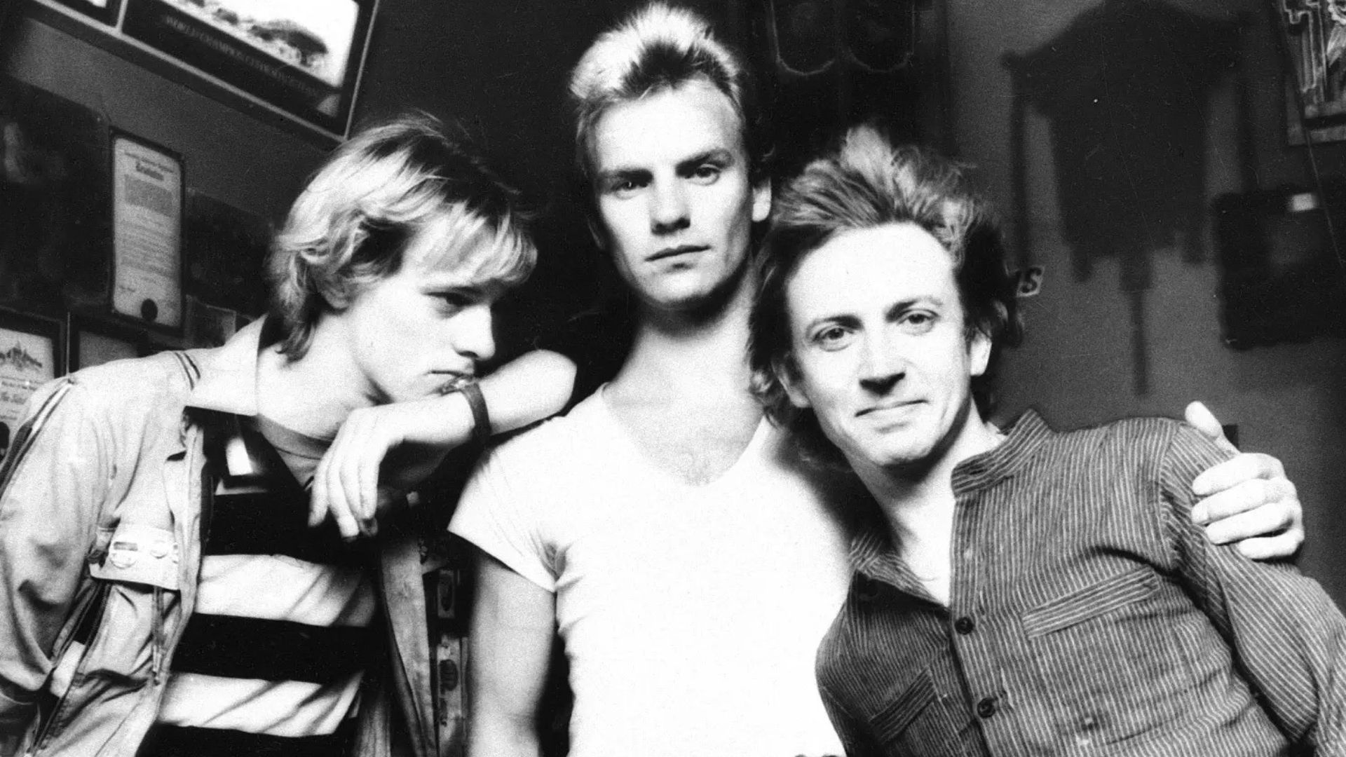 The Police in a publicity photo for their 1979 album Reggatta de Blanc.