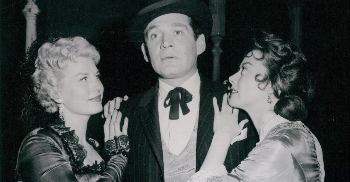 Jean Willes, Gene Barry & Adele Mara in the TV series Bat Masterson