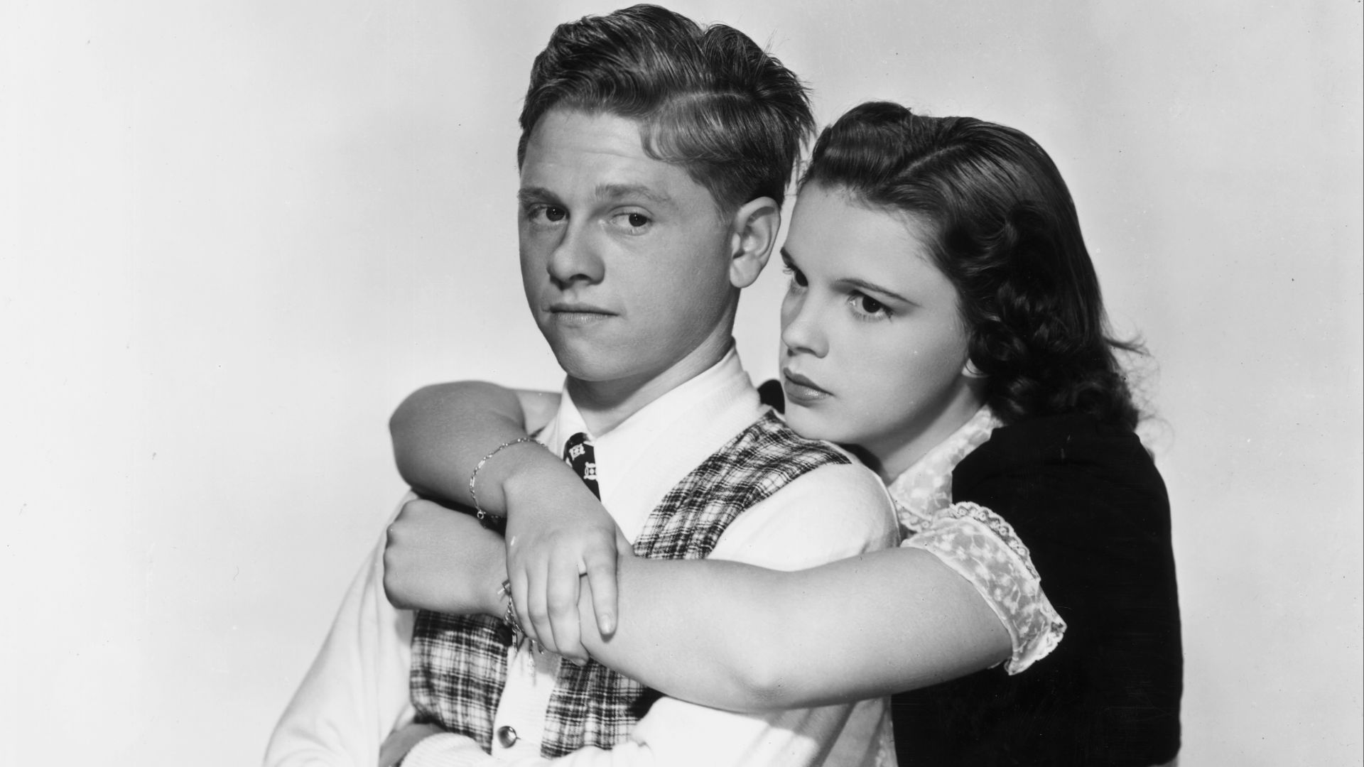 Publicity photo of Mickey Rooney and Judy Garland for film Love Finds Andy Hardy.