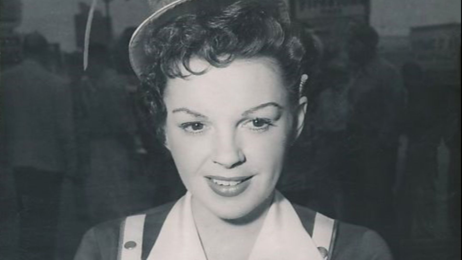 Judy Garland during filming in a drive-in restaurant for her role in the WB film A Star is Born.