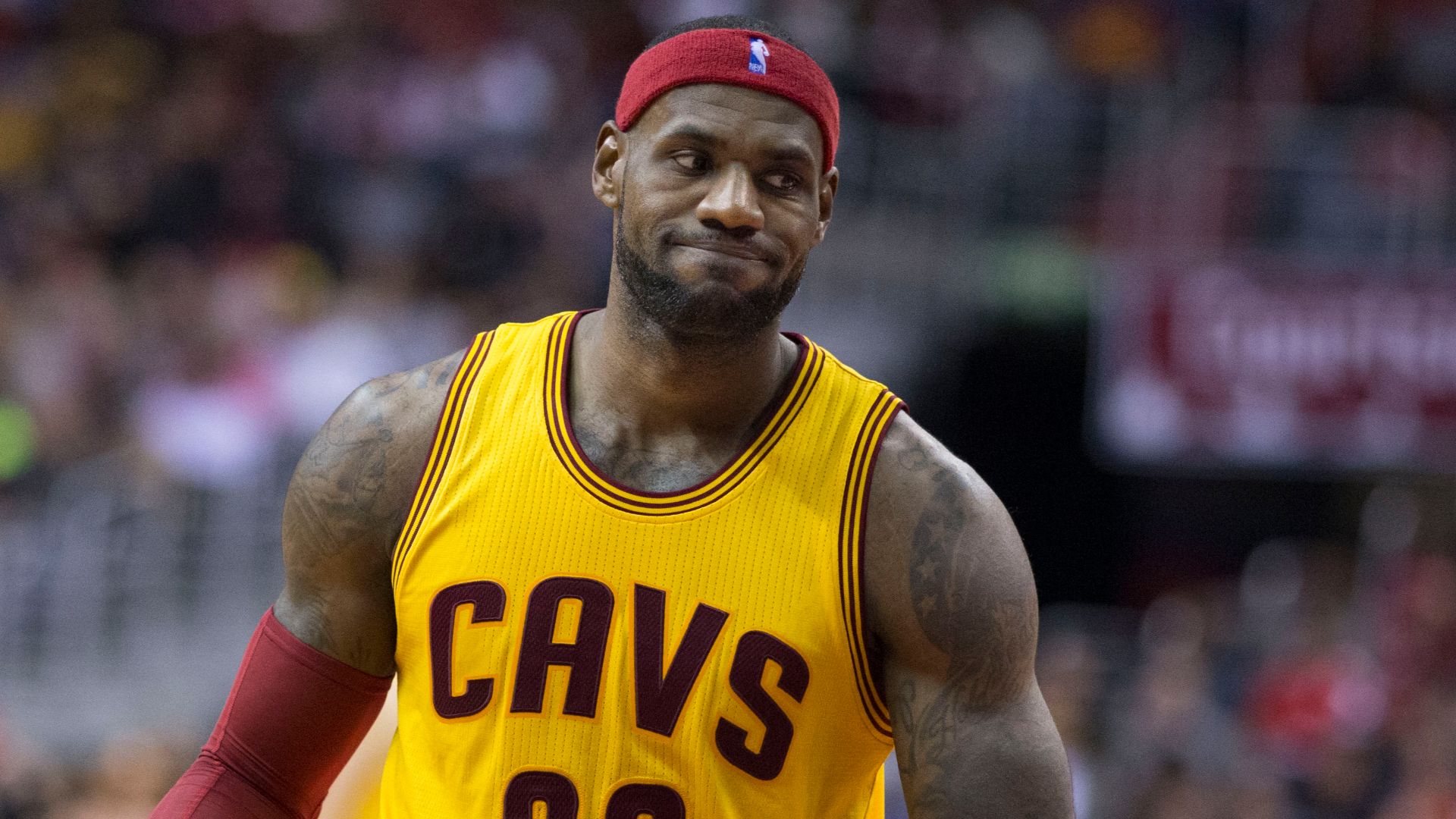 LeBron James of the Cleveland Cavaliers in a game against the Washington Wizards at Verizon Center on November 21, 2014 in Washington, DC.