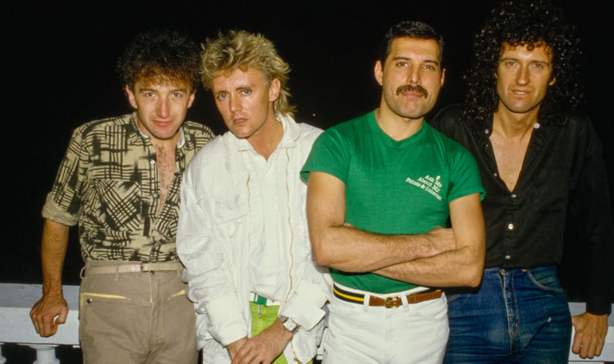 Queen In Rio British rock group Queen in Rio de Janeiro to perform at the Rock in Rio festival, Brazil, 11th-18th January 1985. Left to right: John Deacon, Roger Taylor, Freddie Mercury and Brian May.