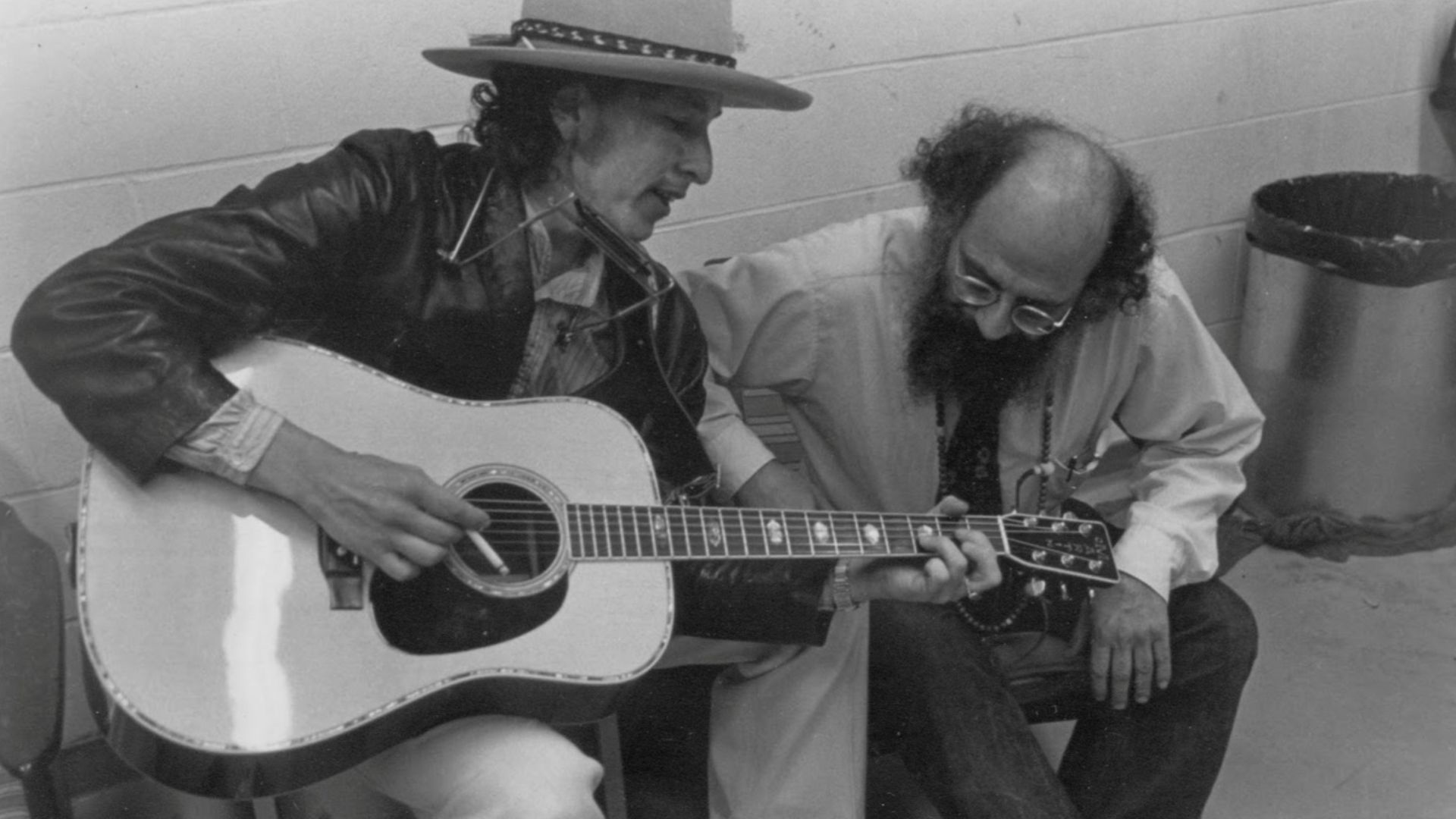 Depicted people:  Allen Ginsberg and Bob Dylan