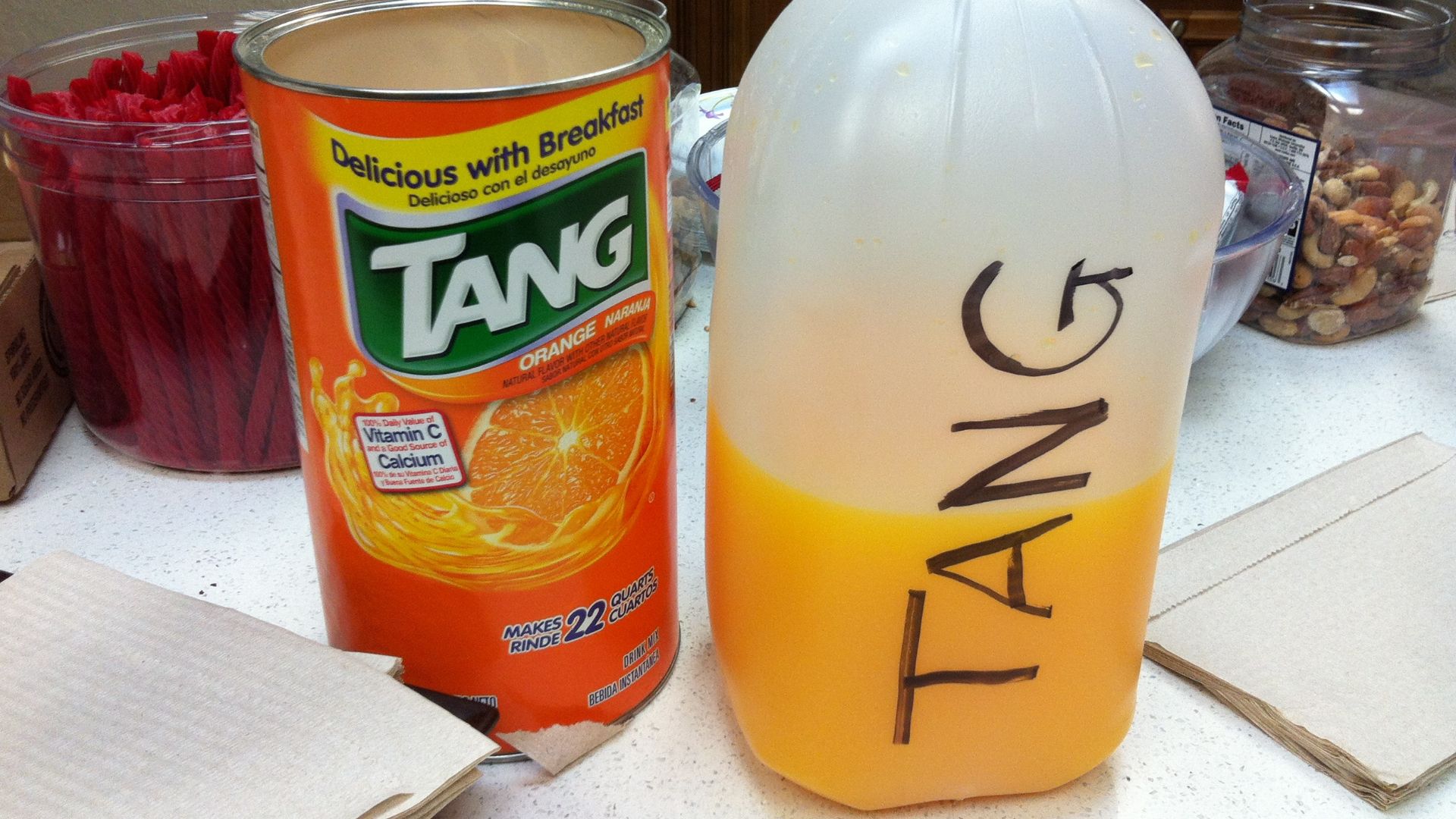 drinking Tang by the gallon